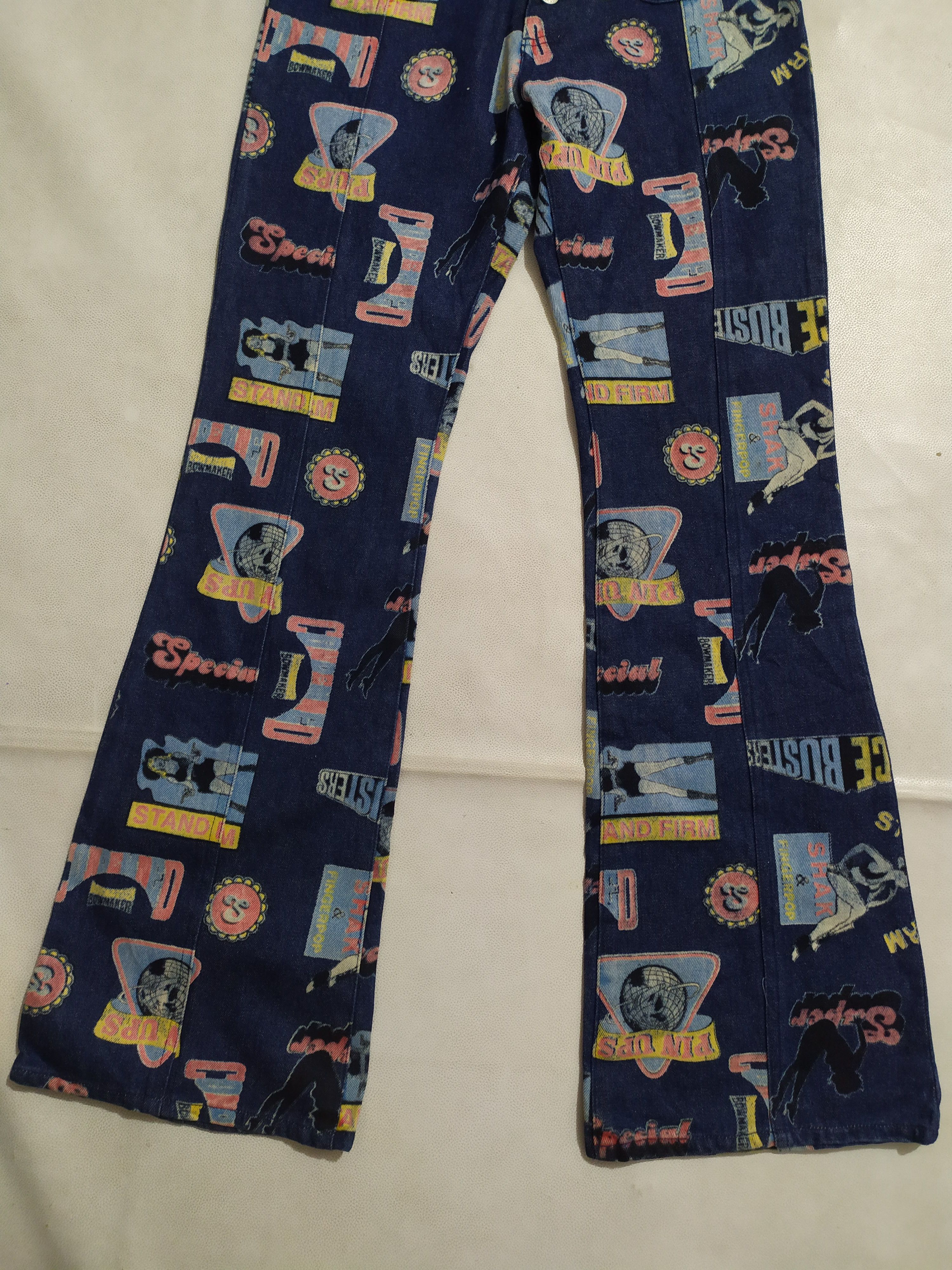 Japanese Brand 🔥Estacot Fullprint Art Bootcut Denim Jeans Pants Size 26" / US 2 / IT 38 - 3 Thumbnail