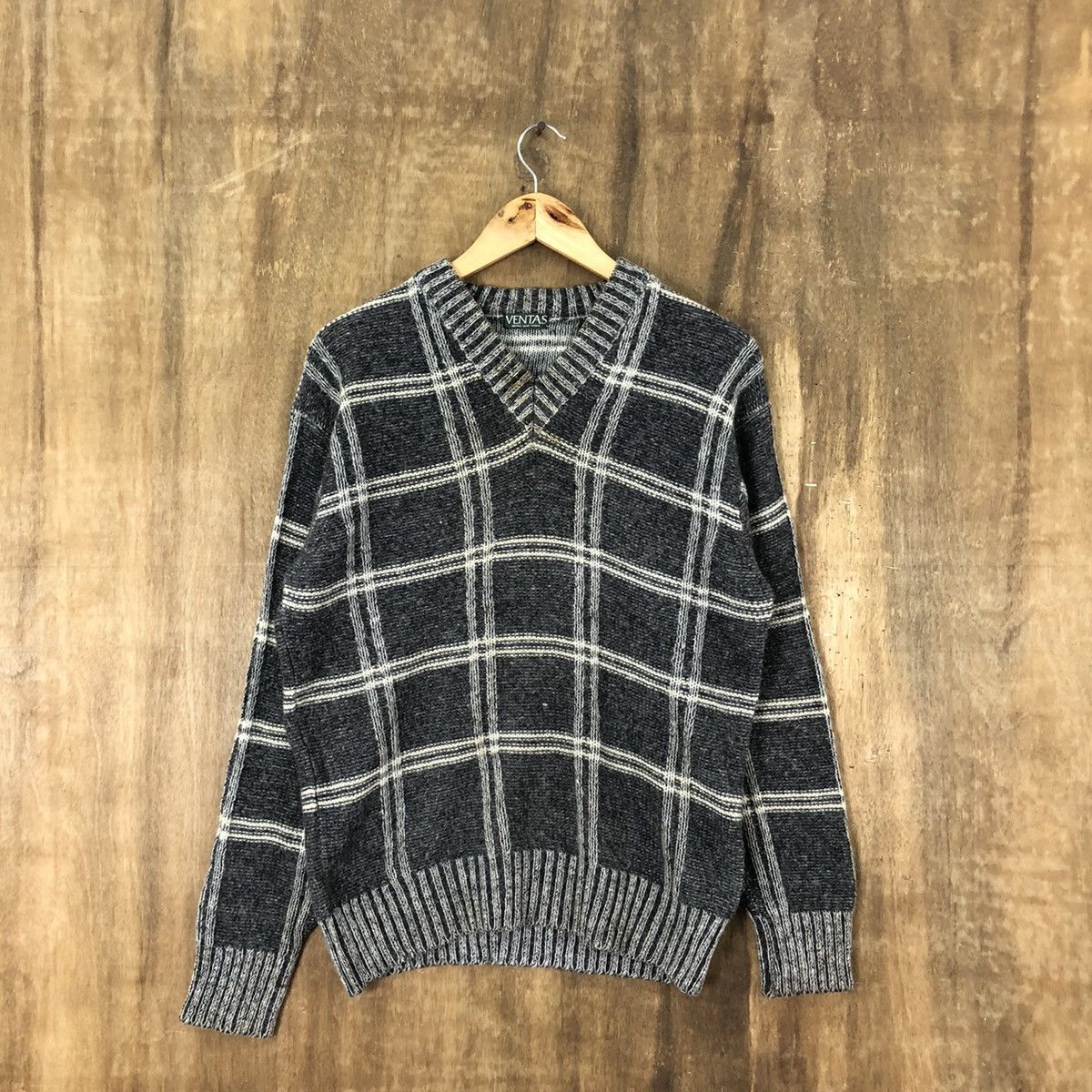 Aran Isles Knitwear Ventas Grey chekered Knitwear Sweater #007 Size US M / EU 48-50 / 2 - 1 Thumbnail