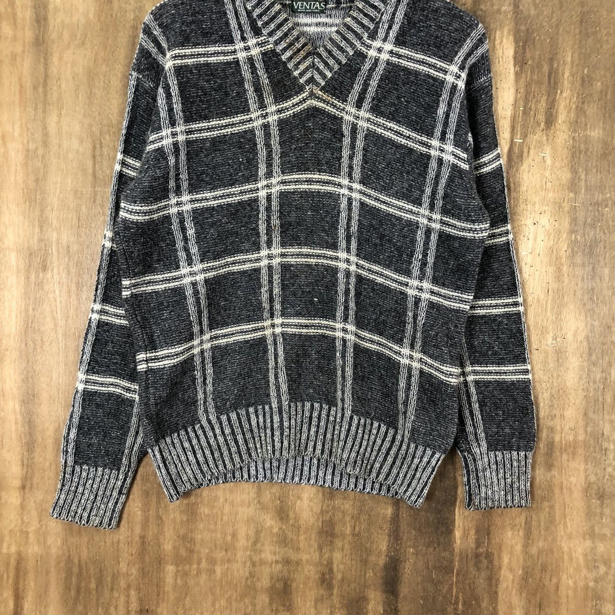 Aran Isles Knitwear Ventas Grey chekered Knitwear Sweater #007 Size US M / EU 48-50 / 2 - 3 Thumbnail