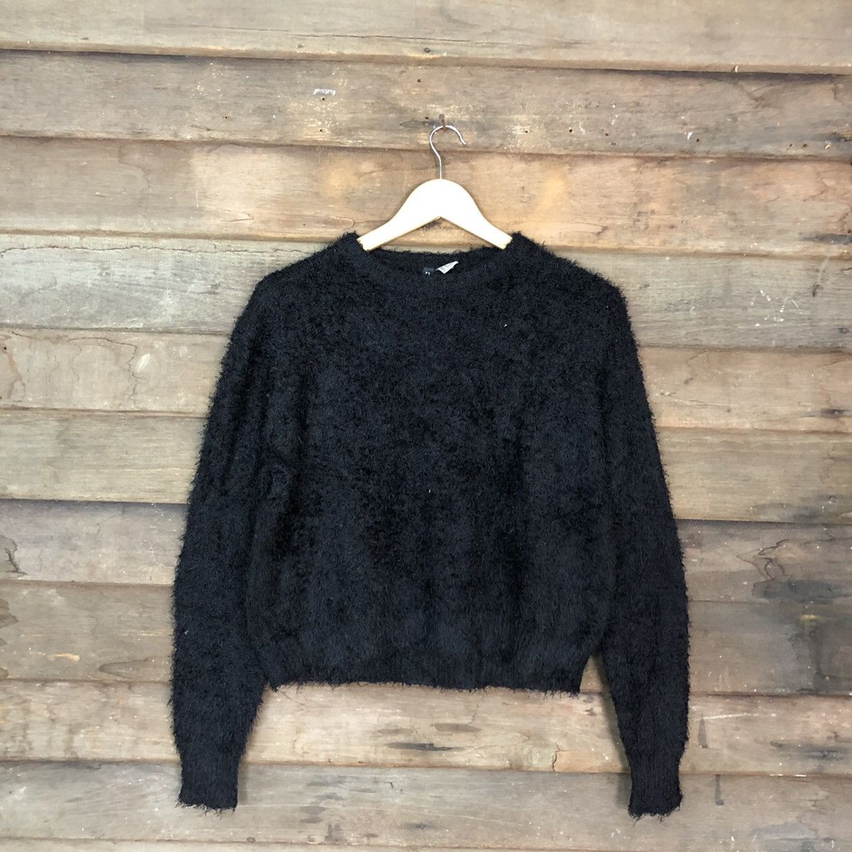 Homespun Knitwear Black Mohair Soft Fur Shag Shaggy Knitwear #0531 Size M / US 6-8 / IT 42-44 - 1 Thumbnail