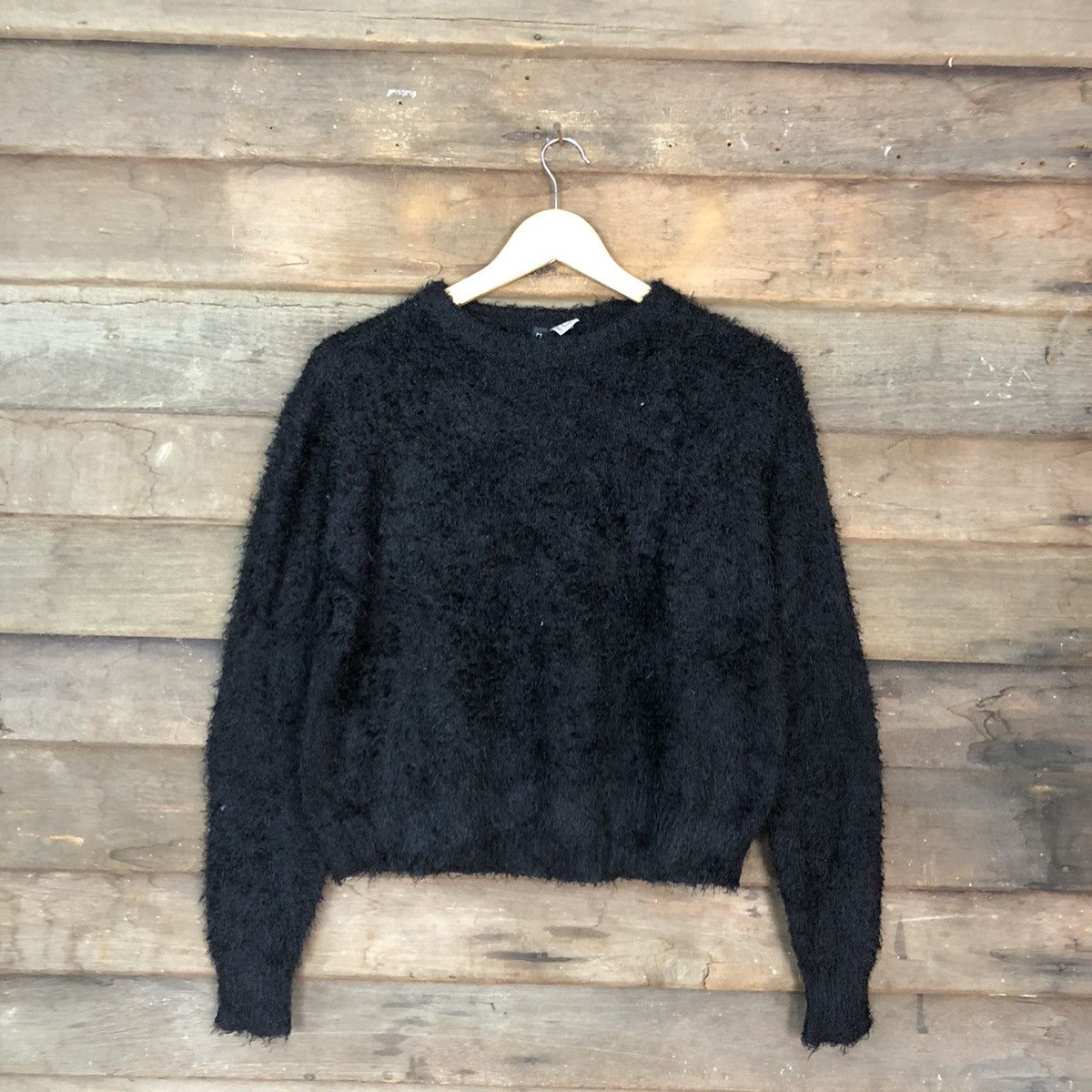 Homespun Knitwear Black Mohair Soft Fur Shag Shaggy Knitwear #0531 Size M / US 6-8 / IT 42-44 - 3 Thumbnail