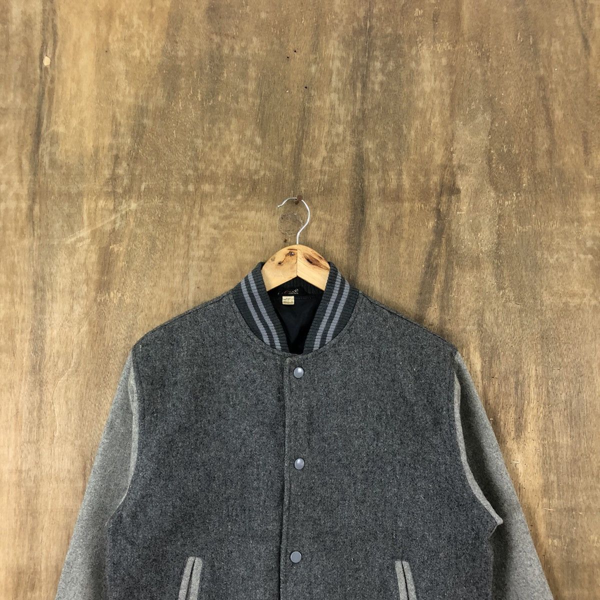 Japanese Brand Lacrosse casual wear Grey Wool Varsity Jacket #1859 Size US M / EU 48-50 / 2 - 2 Thumbnail