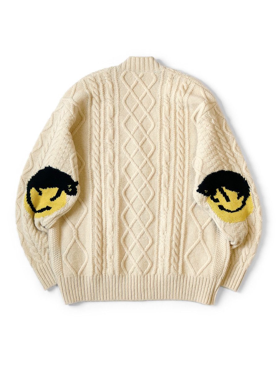 Kapital 5G wool cable knit elbow CATPITAL cardigan