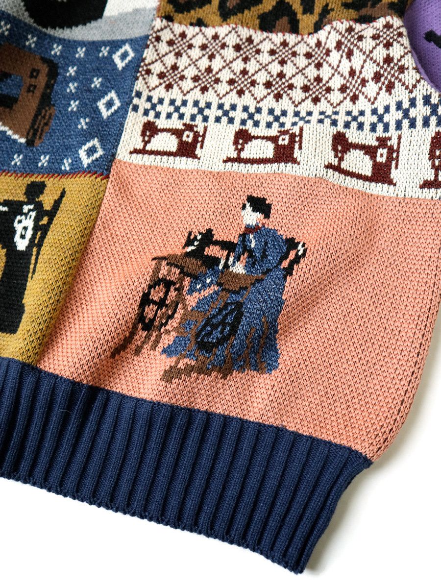 Kapital Kapital 5G Wool Sewing Machine Patchwork Crew Sweater Size US L / EU 52-54 / 3 - 5 Thumbnail