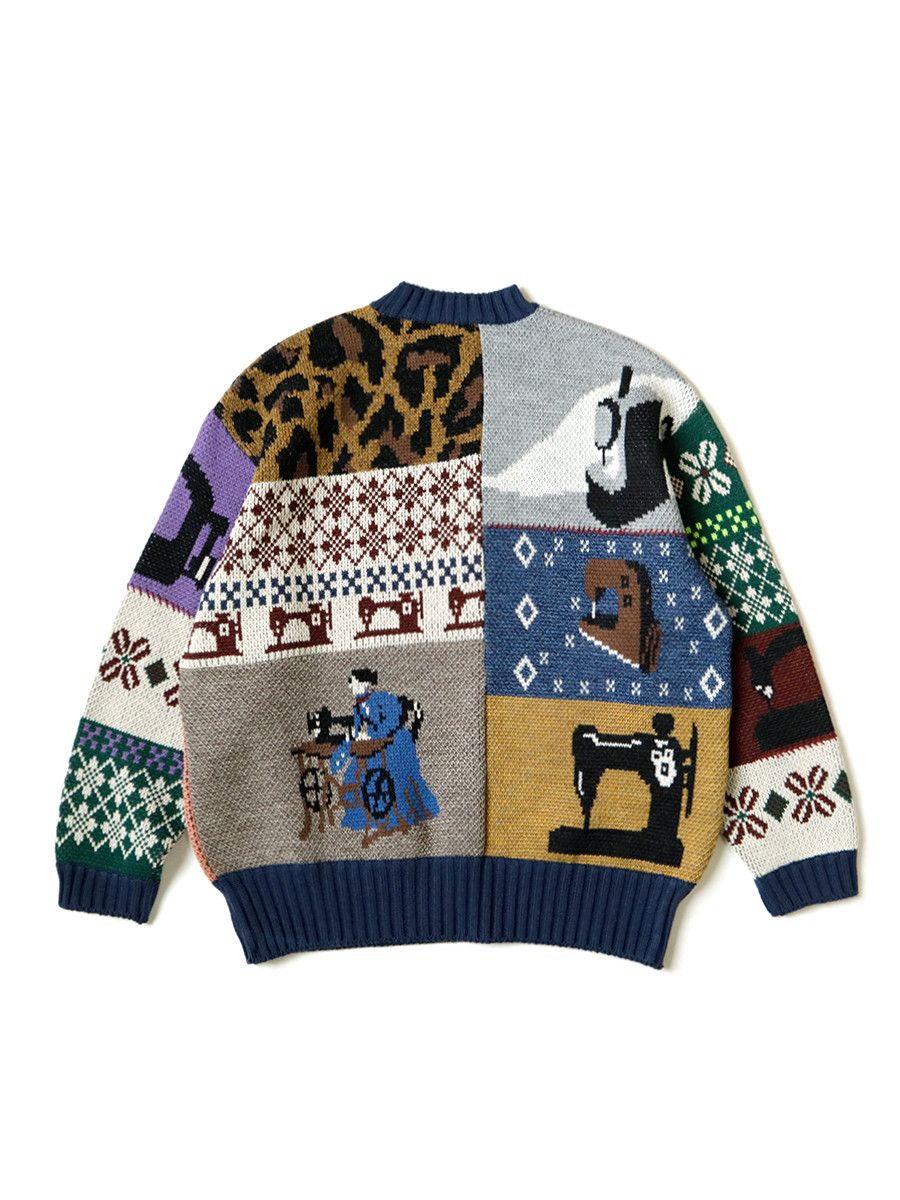 Kapital Kapital 5G Wool Sewing Machine Patchwork Crew Sweater Size US L / EU 52-54 / 3 - 2 Thumbnail