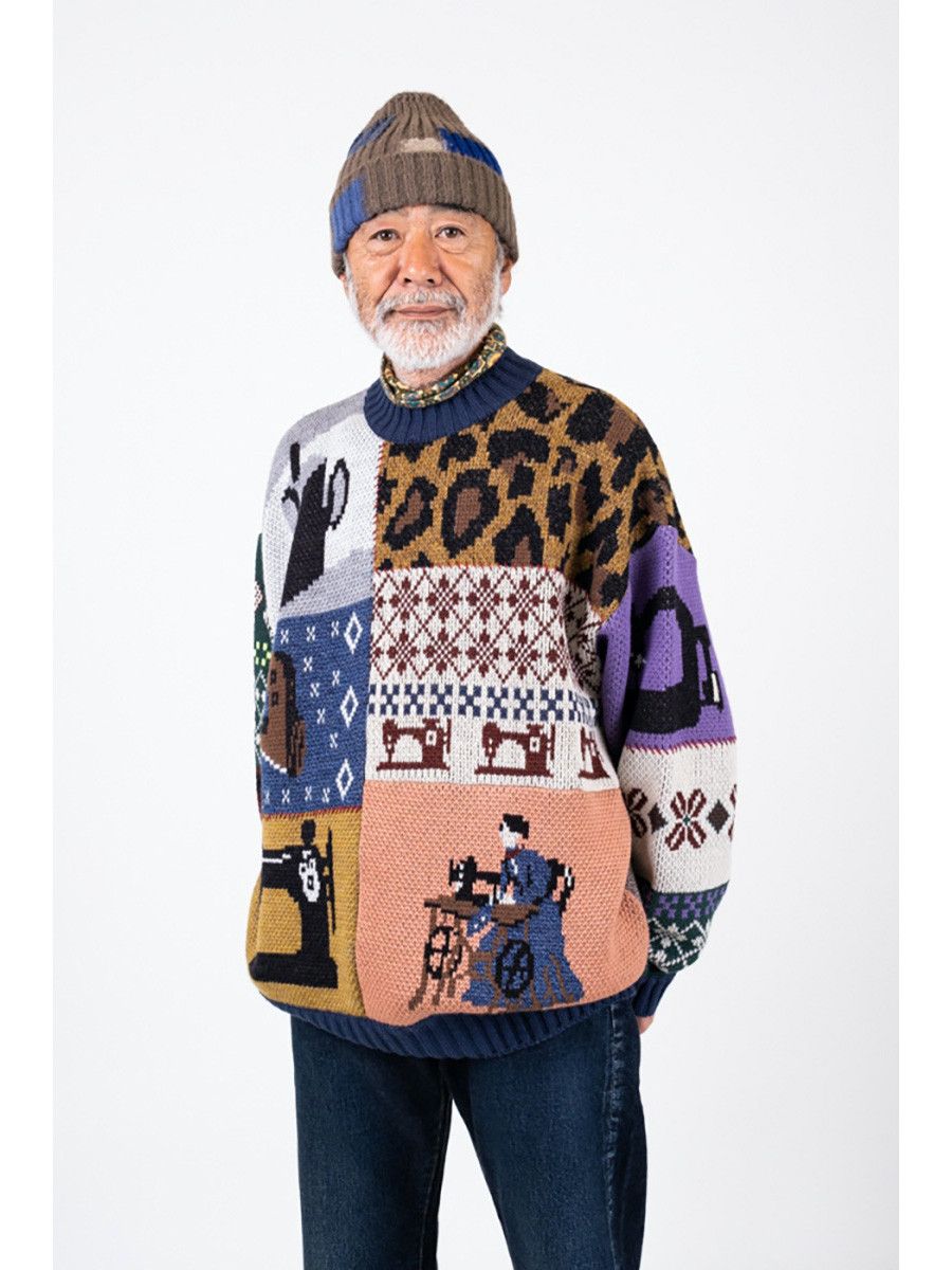 Kapital Kapital 5G Wool Sewing Machine Patchwork Crew Sweater Size US L / EU 52-54 / 3 - 9 Thumbnail