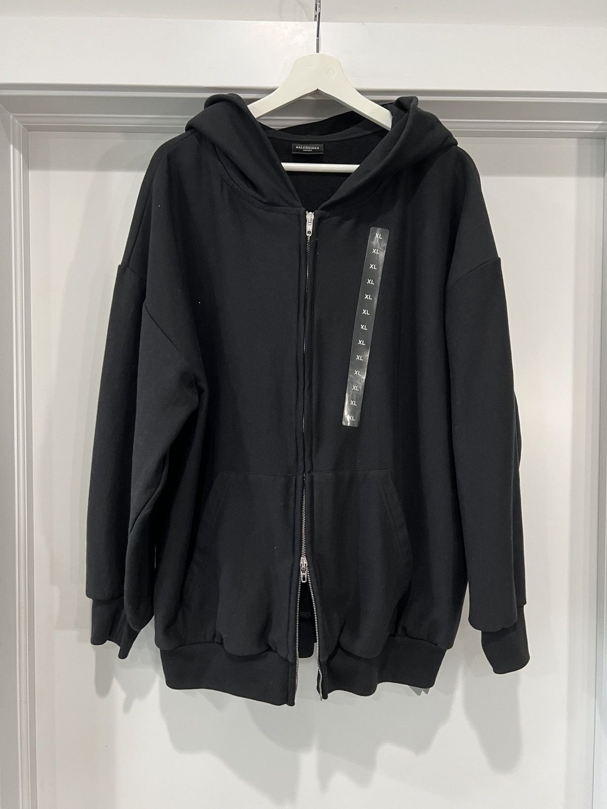 Balenciaga Winter 22 XL Size Tag Sticker Hoodie - Sz L | Grailed
