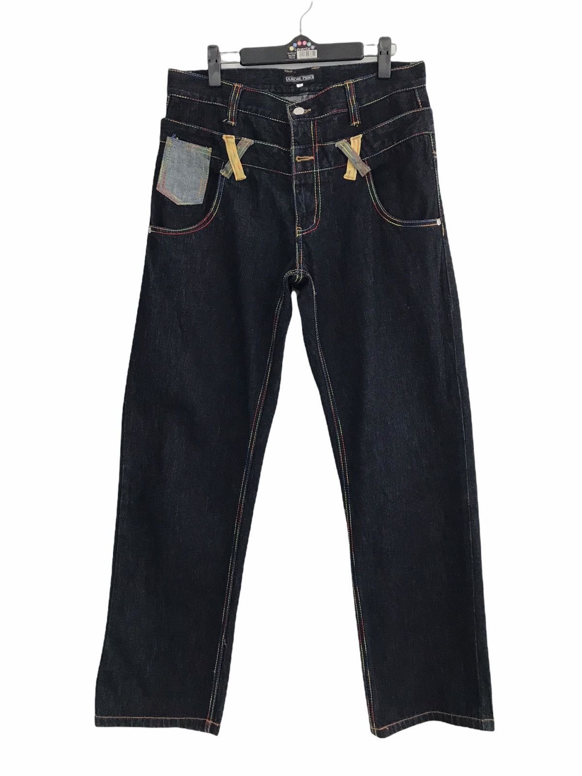 Japanese Brand Amore Puro Japan Double Waist Rainbow Stitches Jeans Size US 32 / EU 48 - 1 Thumbnail
