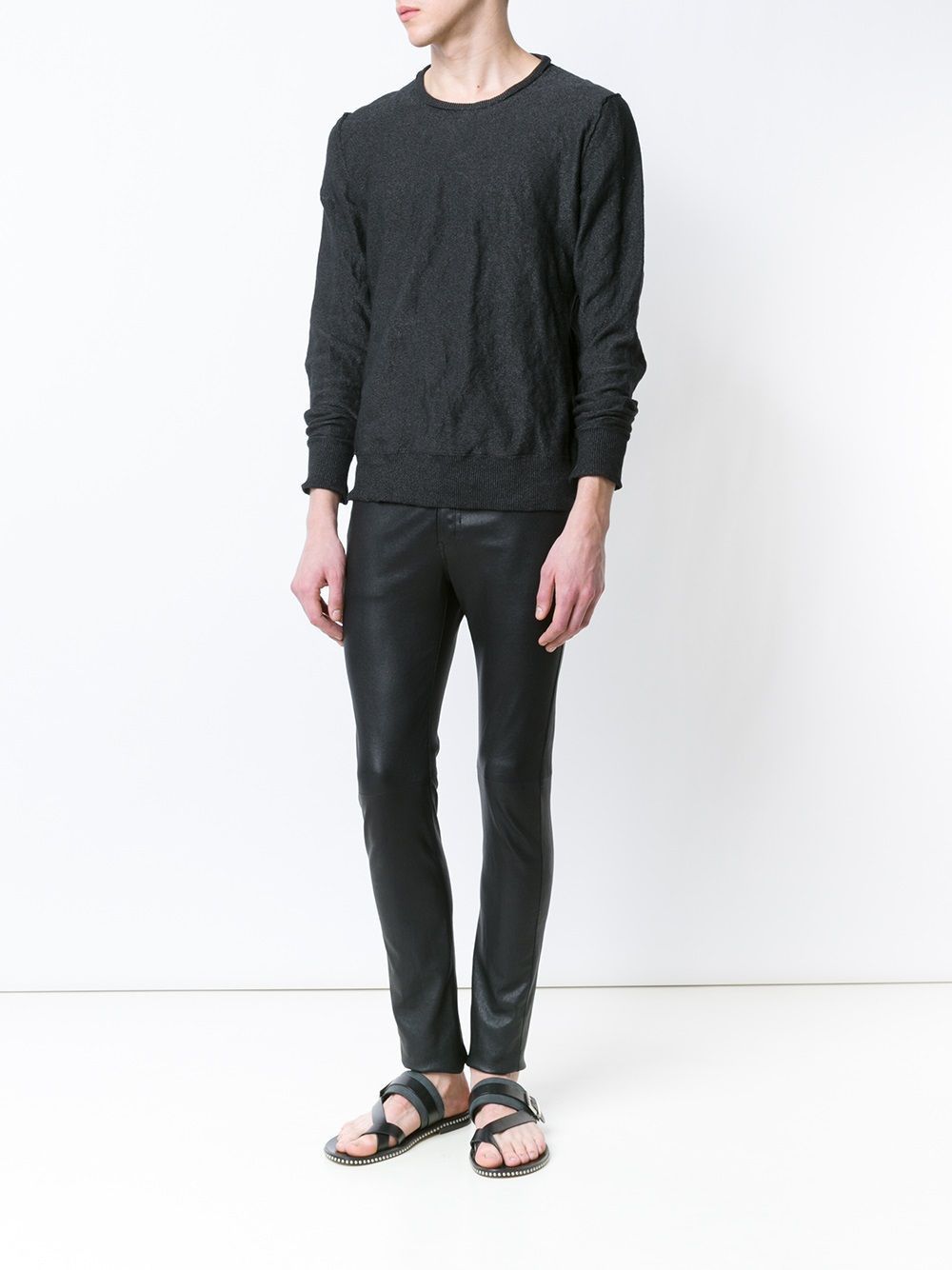 image of Maison Margiela Margiela Ss16 Exposed Seam Metallic Sweater - Black, Men's (Size Medium)
