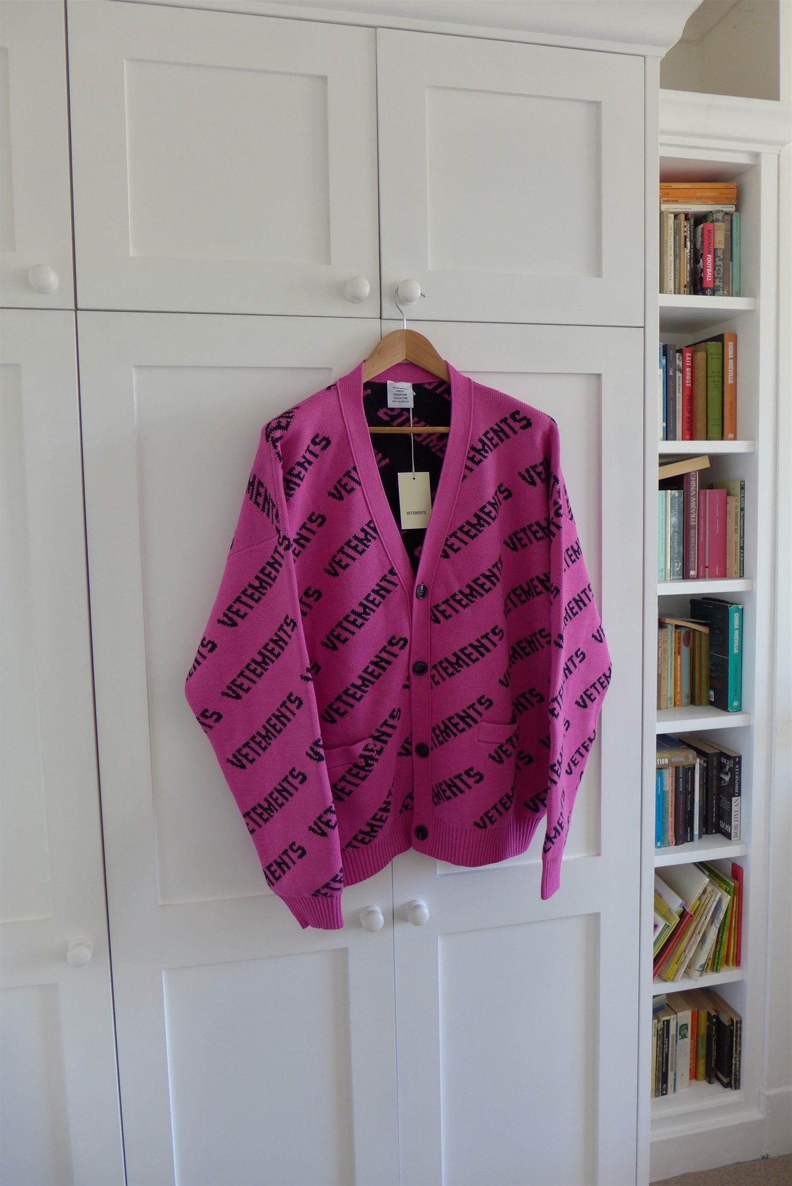 Vetements Vetements Logo Cardigan - Hot Pink Cotton & Cashmere Size US M / EU 48-50 / 2 - 2 Thumbnail