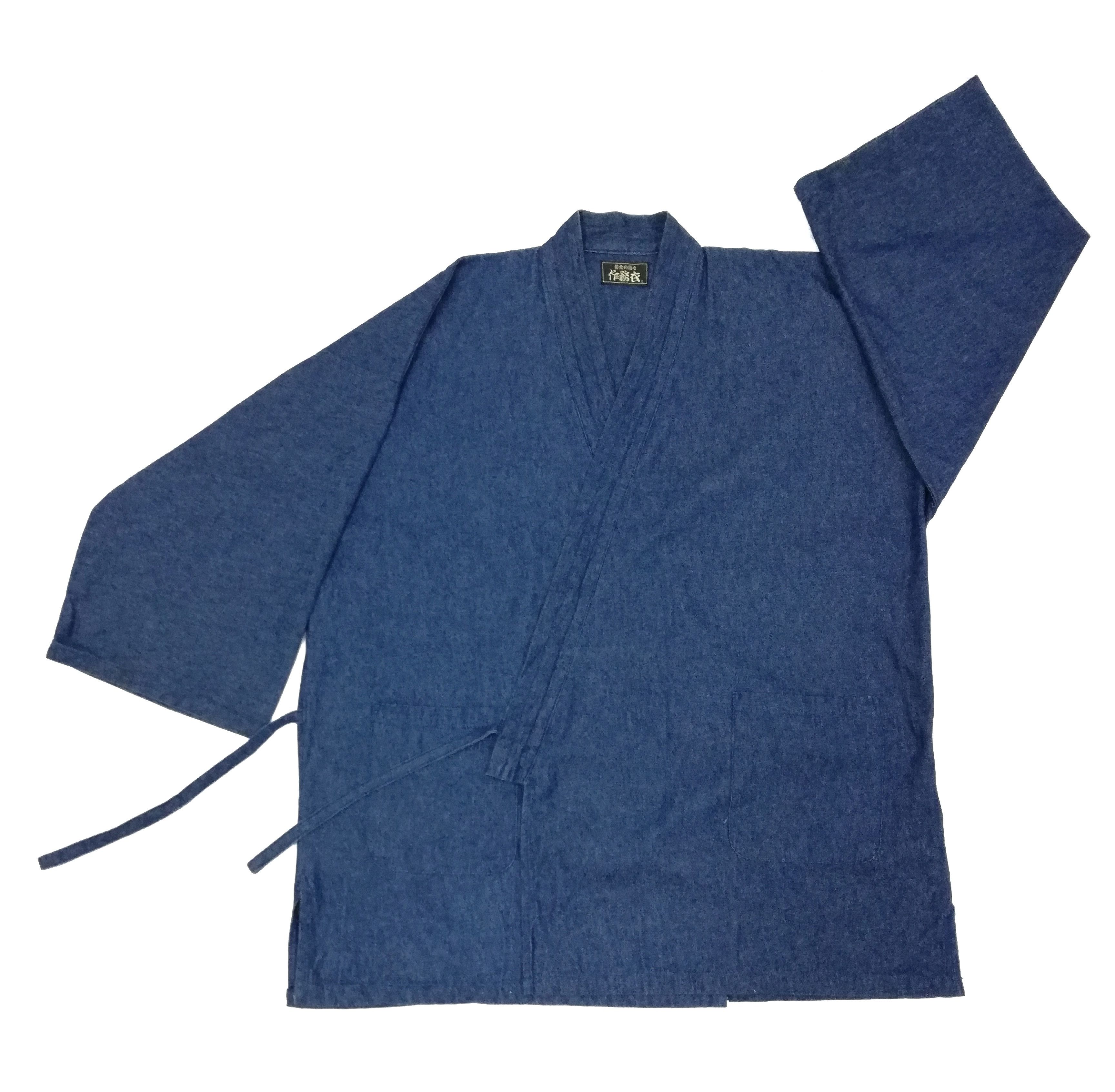 Indigo × Japanese Brand 🔥Natural Indigo Cotton Noragi Kimono Sanjuro Jacket🔥 Size US L / EU 52-54 / 3 - 5 Thumbnail