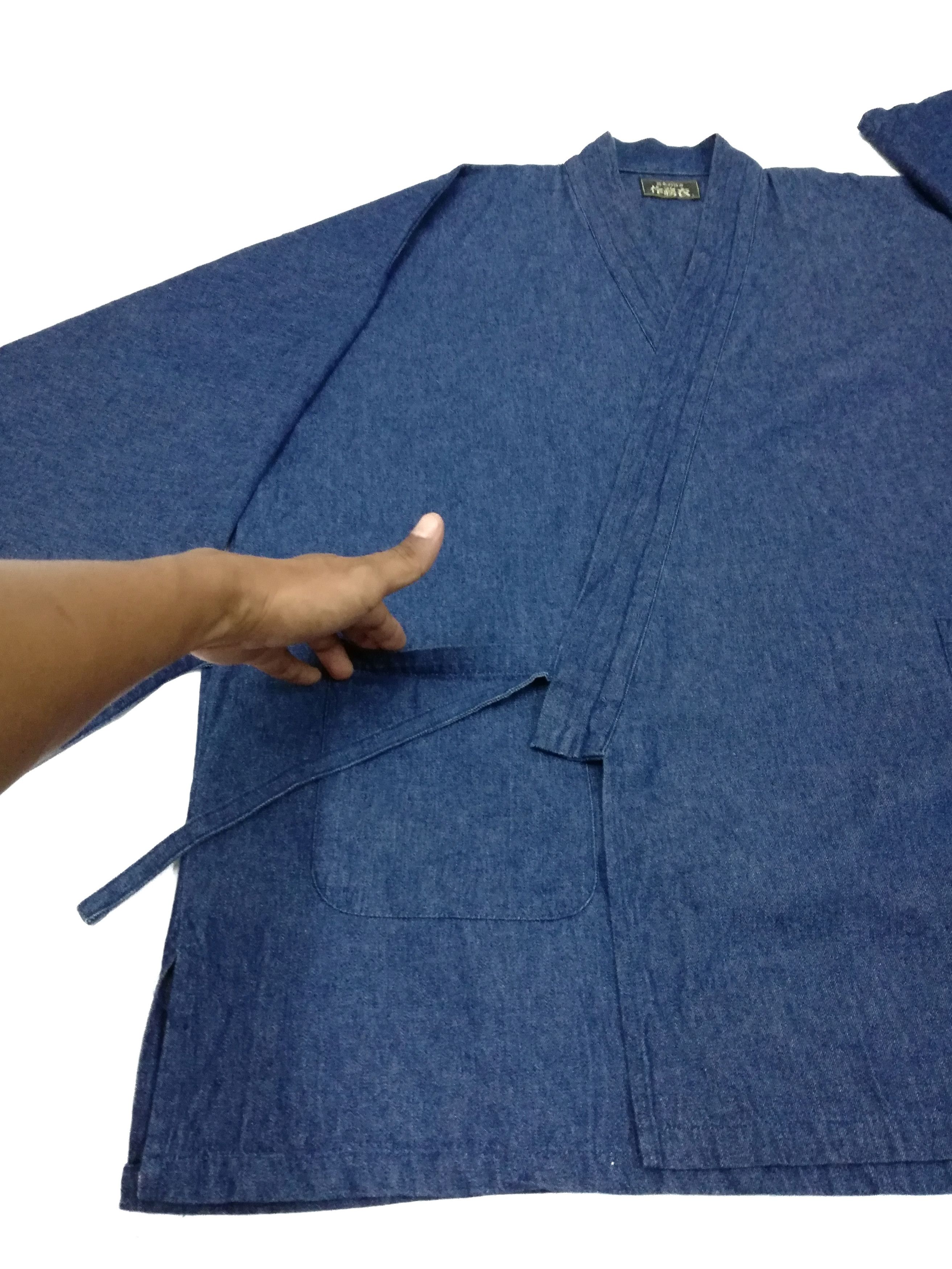 Indigo × Japanese Brand 🔥Natural Indigo Cotton Noragi Kimono Sanjuro Jacket🔥 Size US L / EU 52-54 / 3 - 8 Thumbnail
