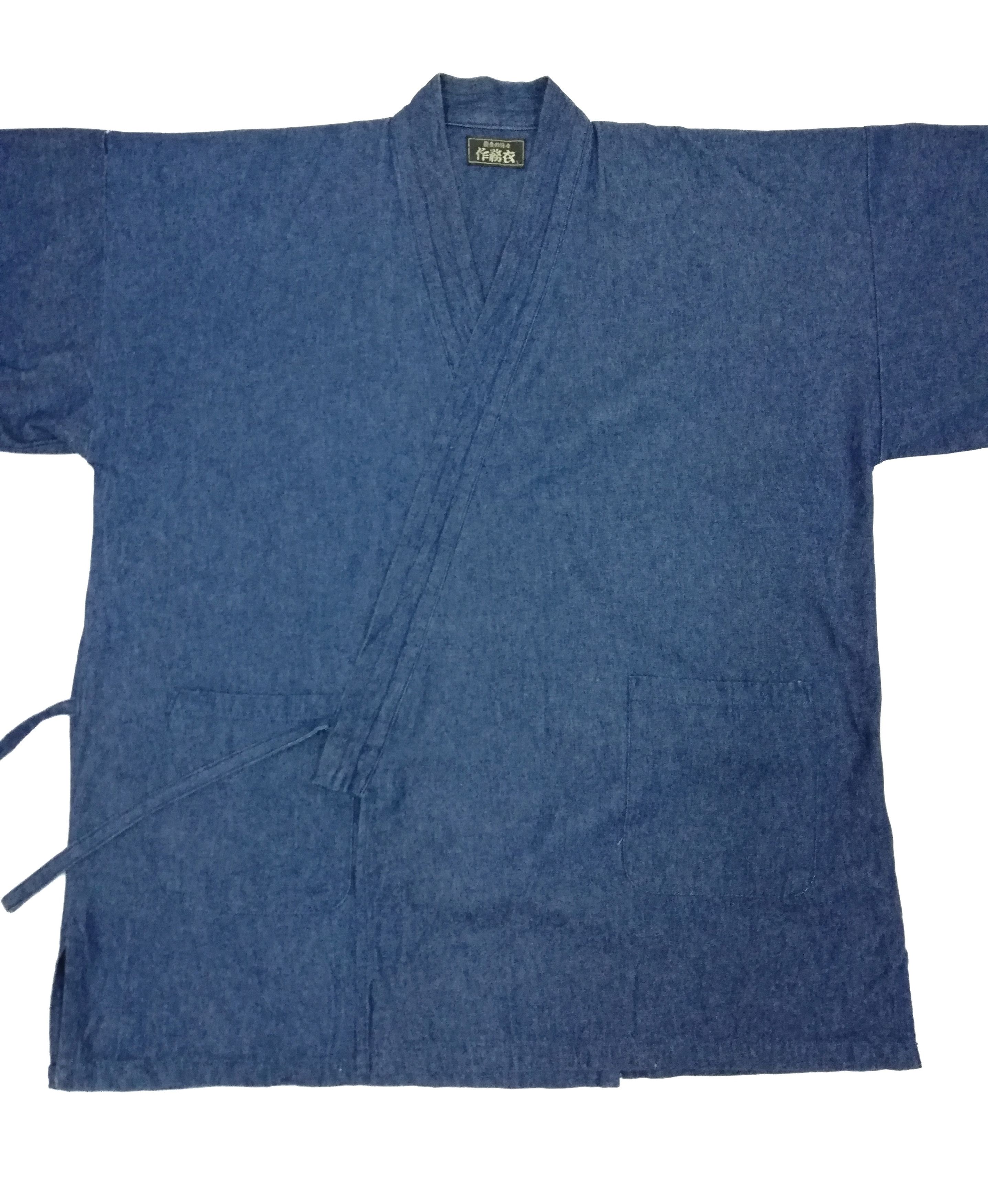 Indigo × Japanese Brand 🔥Natural Indigo Cotton Noragi Kimono Sanjuro Jacket🔥 Size US L / EU 52-54 / 3 - 4 Thumbnail