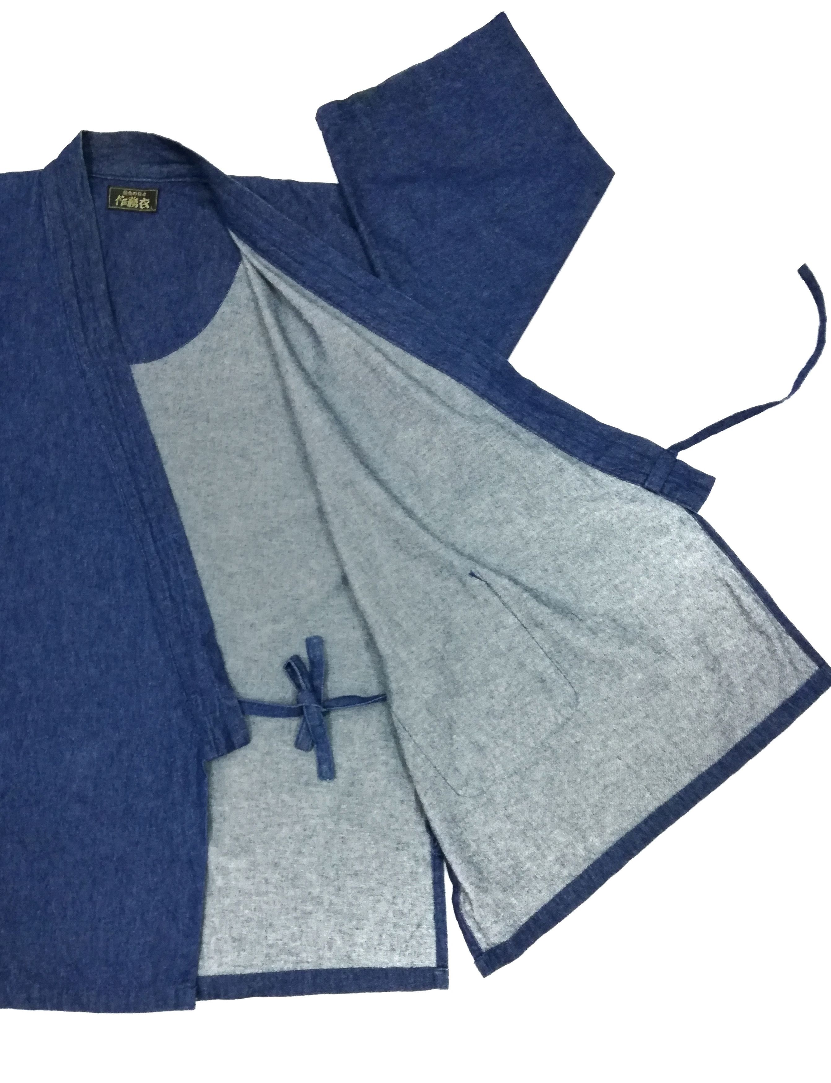 Indigo × Japanese Brand 🔥Natural Indigo Cotton Noragi Kimono Sanjuro Jacket🔥 Size US L / EU 52-54 / 3 - 2 Thumbnail