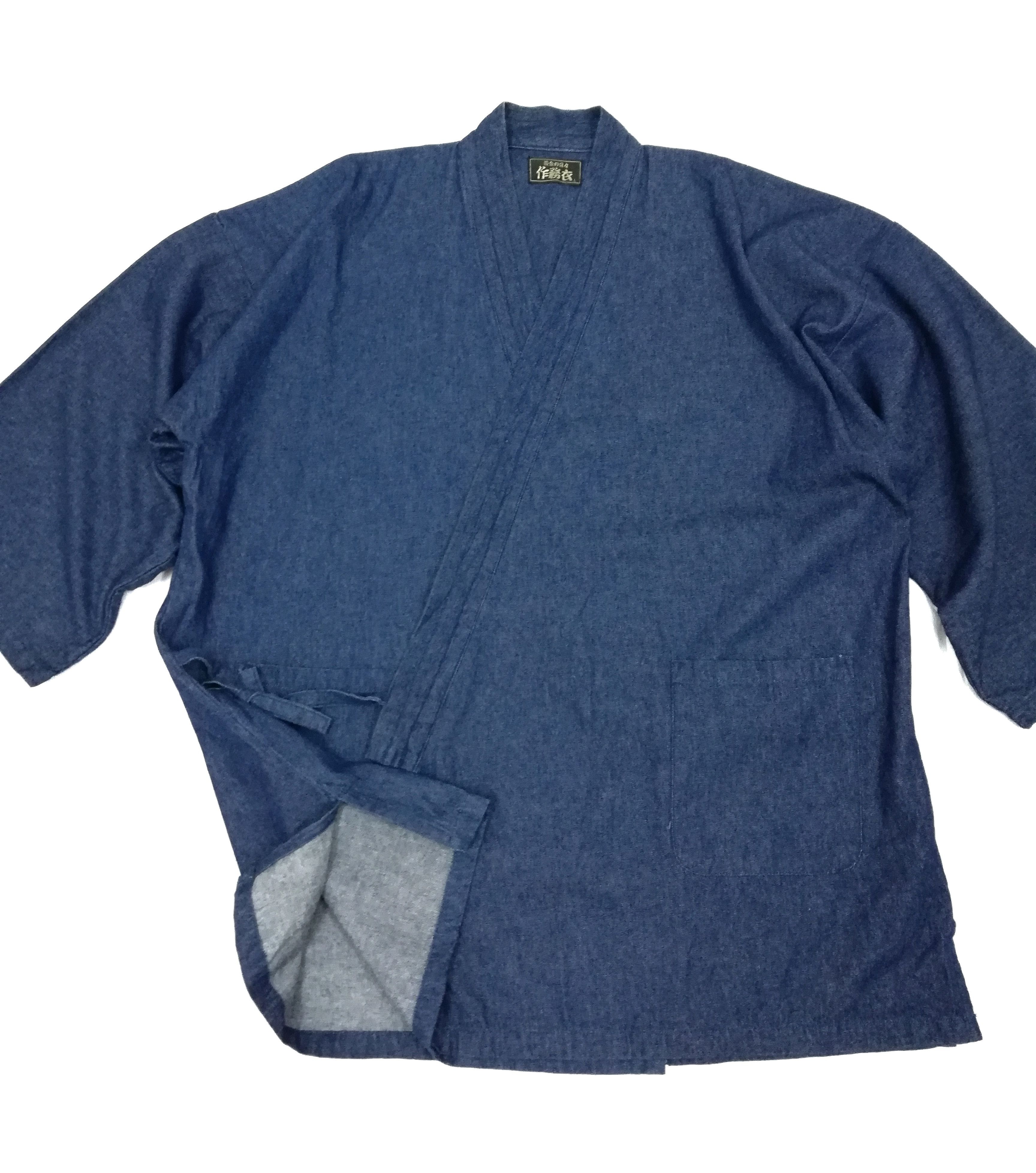 Indigo × Japanese Brand 🔥Natural Indigo Cotton Noragi Kimono Sanjuro Jacket🔥 Size US L / EU 52-54 / 3 - 13 Thumbnail