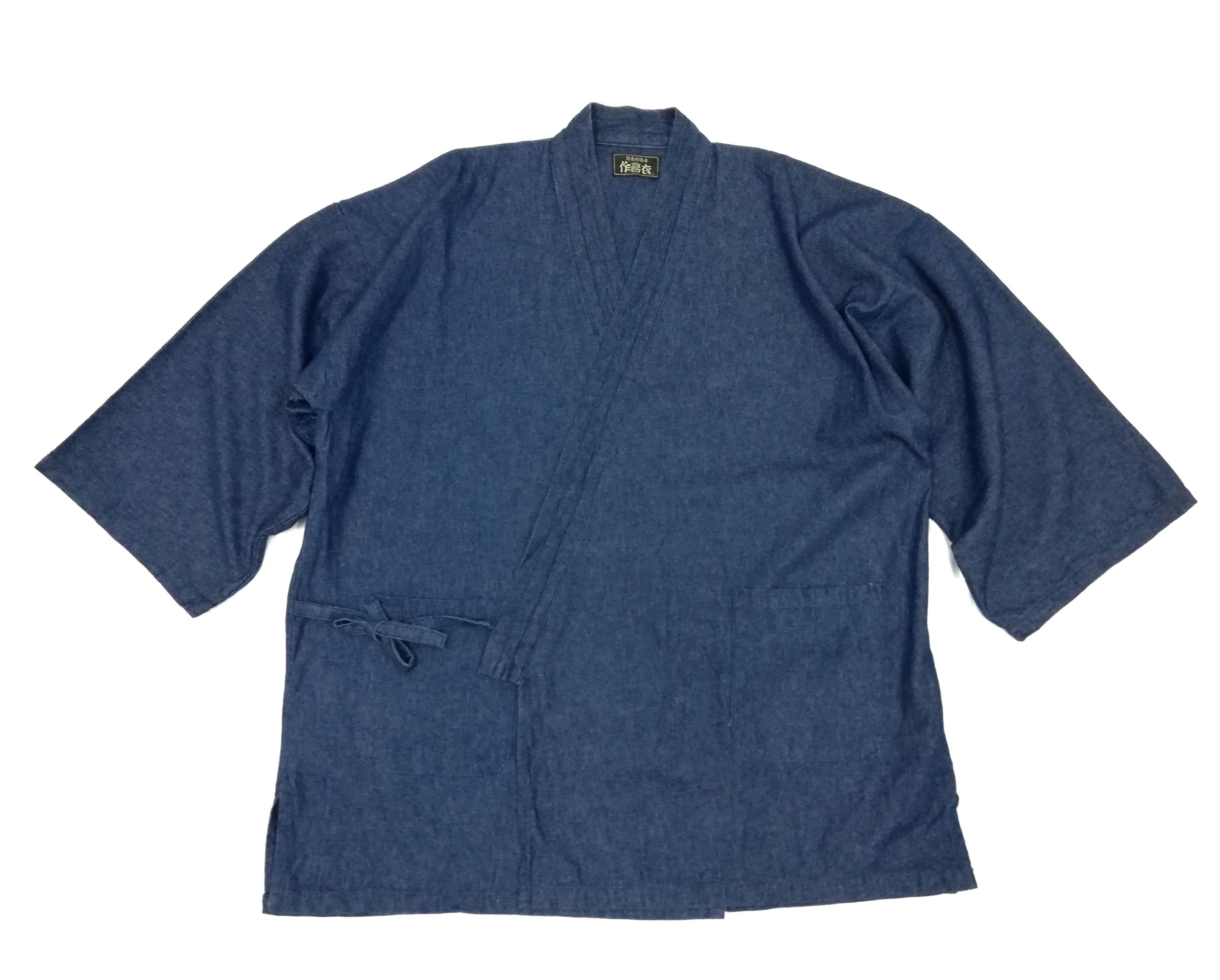 Indigo × Japanese Brand 🔥Natural Indigo Cotton Noragi Kimono Sanjuro Jacket🔥 Size US L / EU 52-54 / 3 - 12 Thumbnail