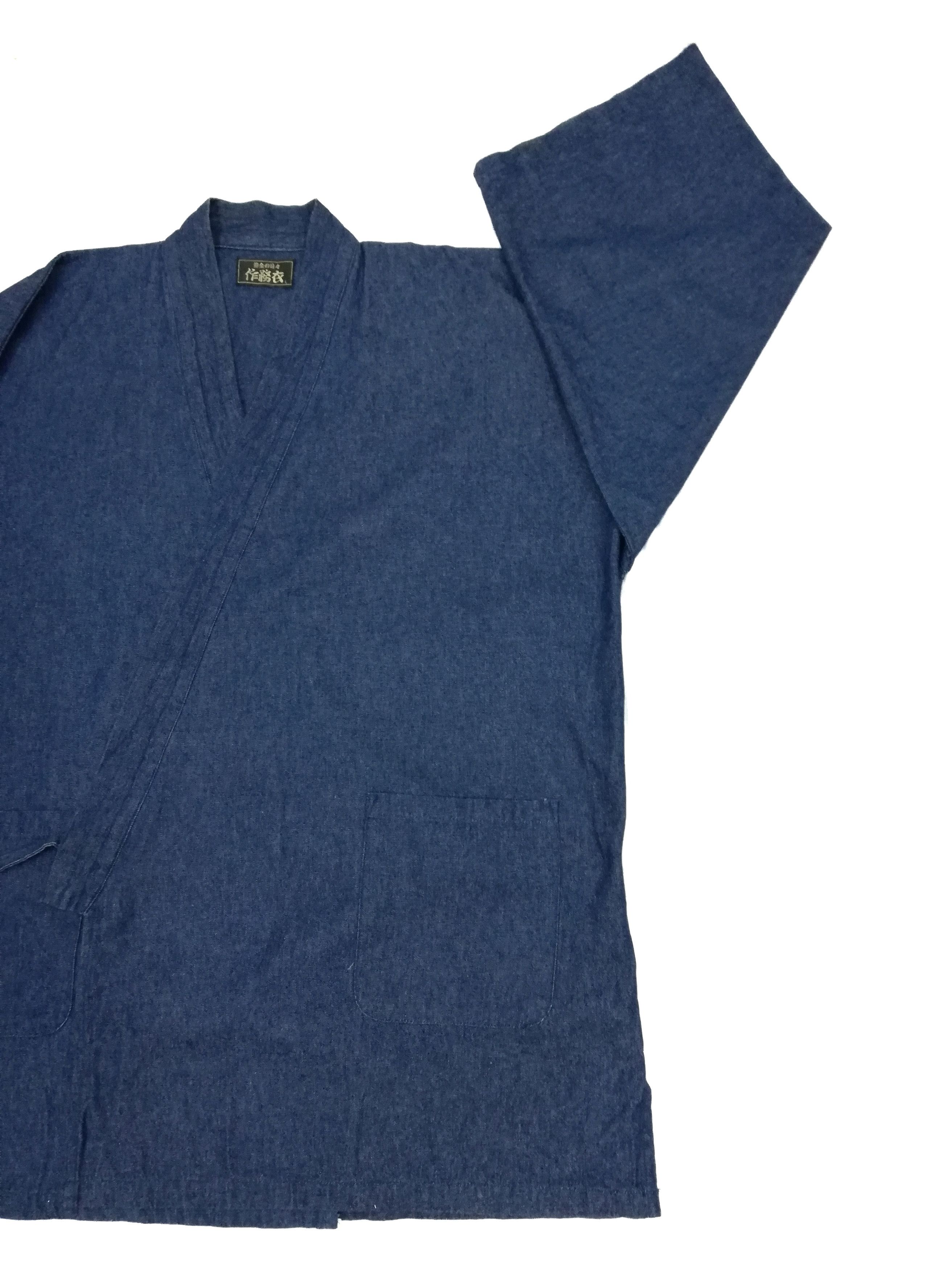 Indigo × Japanese Brand 🔥Natural Indigo Cotton Noragi Kimono Sanjuro Jacket🔥 Size US L / EU 52-54 / 3 - 7 Thumbnail