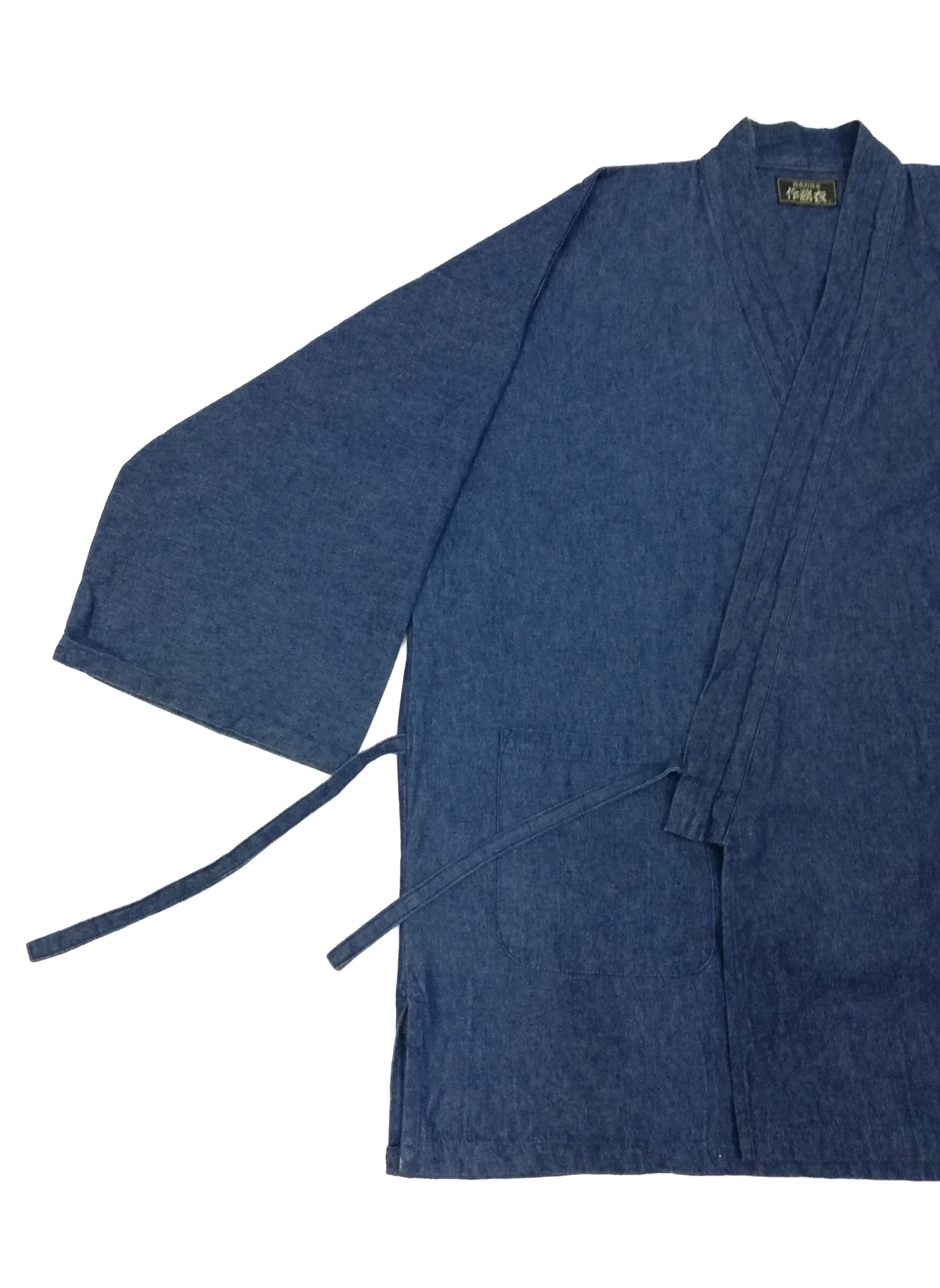 Indigo × Japanese Brand 🔥Natural Indigo Cotton Noragi Kimono Sanjuro Jacket🔥 Size US L / EU 52-54 / 3 - 6 Thumbnail