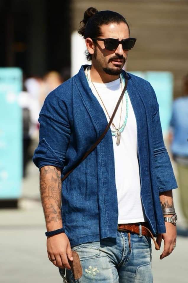Indigo × Japanese Brand 🔥Natural Indigo Cotton Noragi Kimono Sanjuro Jacket🔥 Size US L / EU 52-54 / 3 - 19 Thumbnail