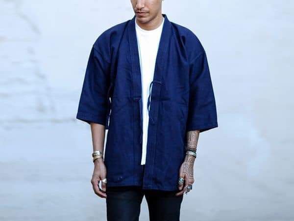 Indigo × Japanese Brand 🔥Natural Indigo Cotton Noragi Kimono Sanjuro Jacket🔥 Size US L / EU 52-54 / 3 - 20 Thumbnail