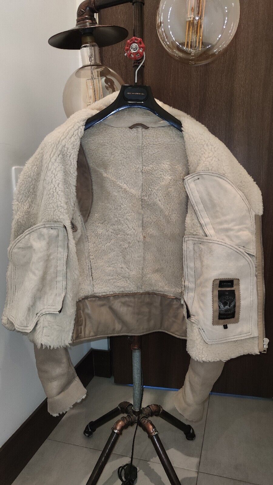 Diesel Diesel Shearling Leather Jacket Coat RRP £1450 Sheepskin Size US L / EU 52-54 / 3 - 15 Thumbnail