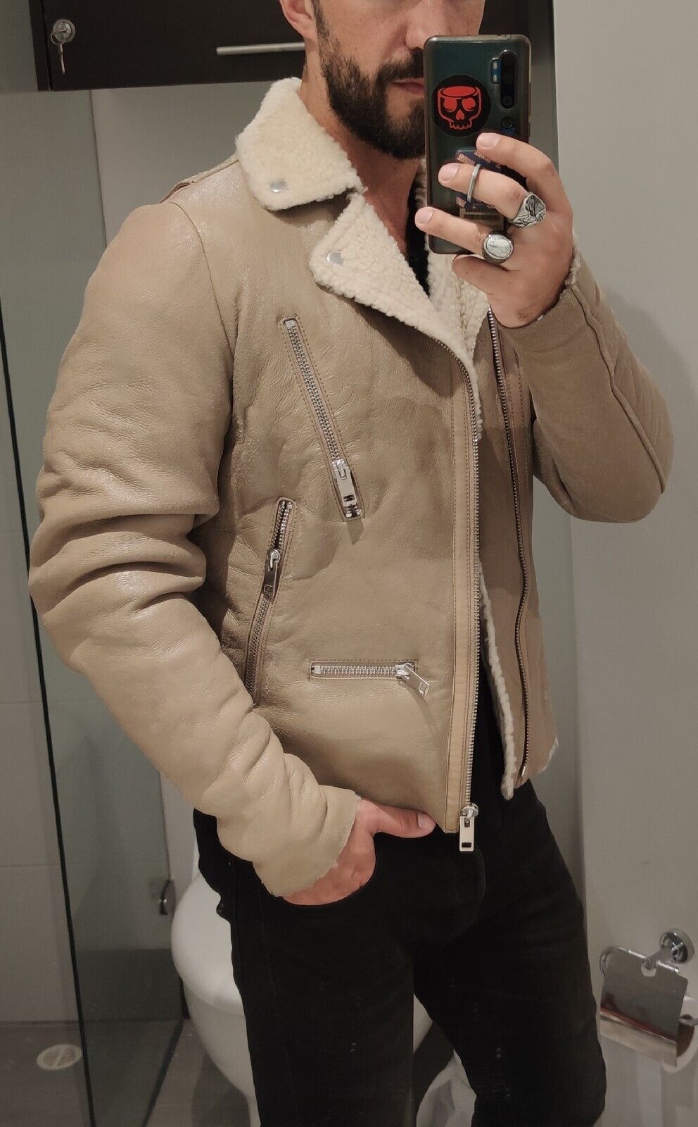Diesel Diesel Shearling Leather Jacket Coat RRP £1450 Sheepskin Size US L / EU 52-54 / 3 - 9 Thumbnail