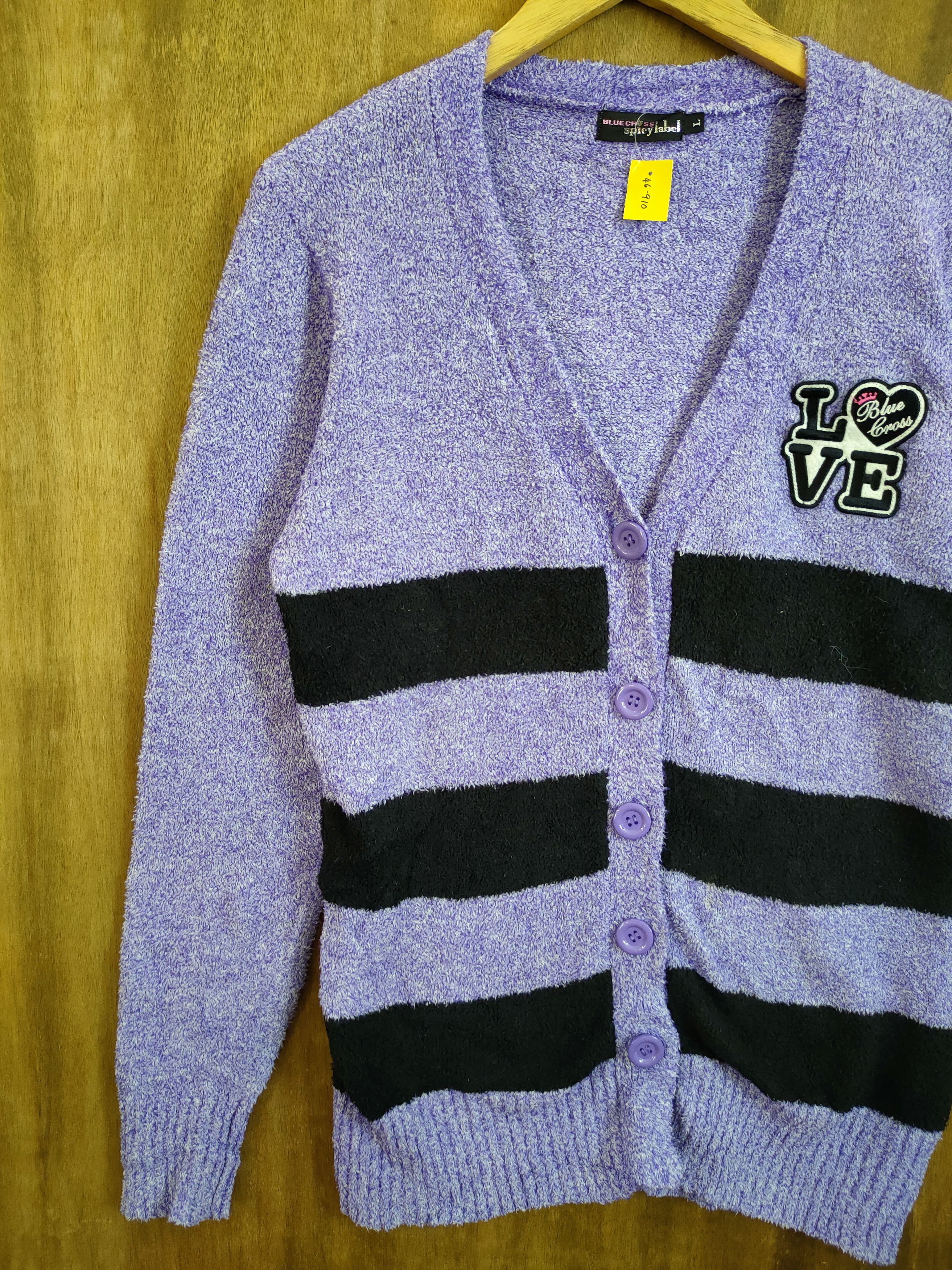 Vintage DL Blue Cross Spicy Label purple cardigan fleece #46-910 Size L / US 10 / IT 46 - 2 Thumbnail