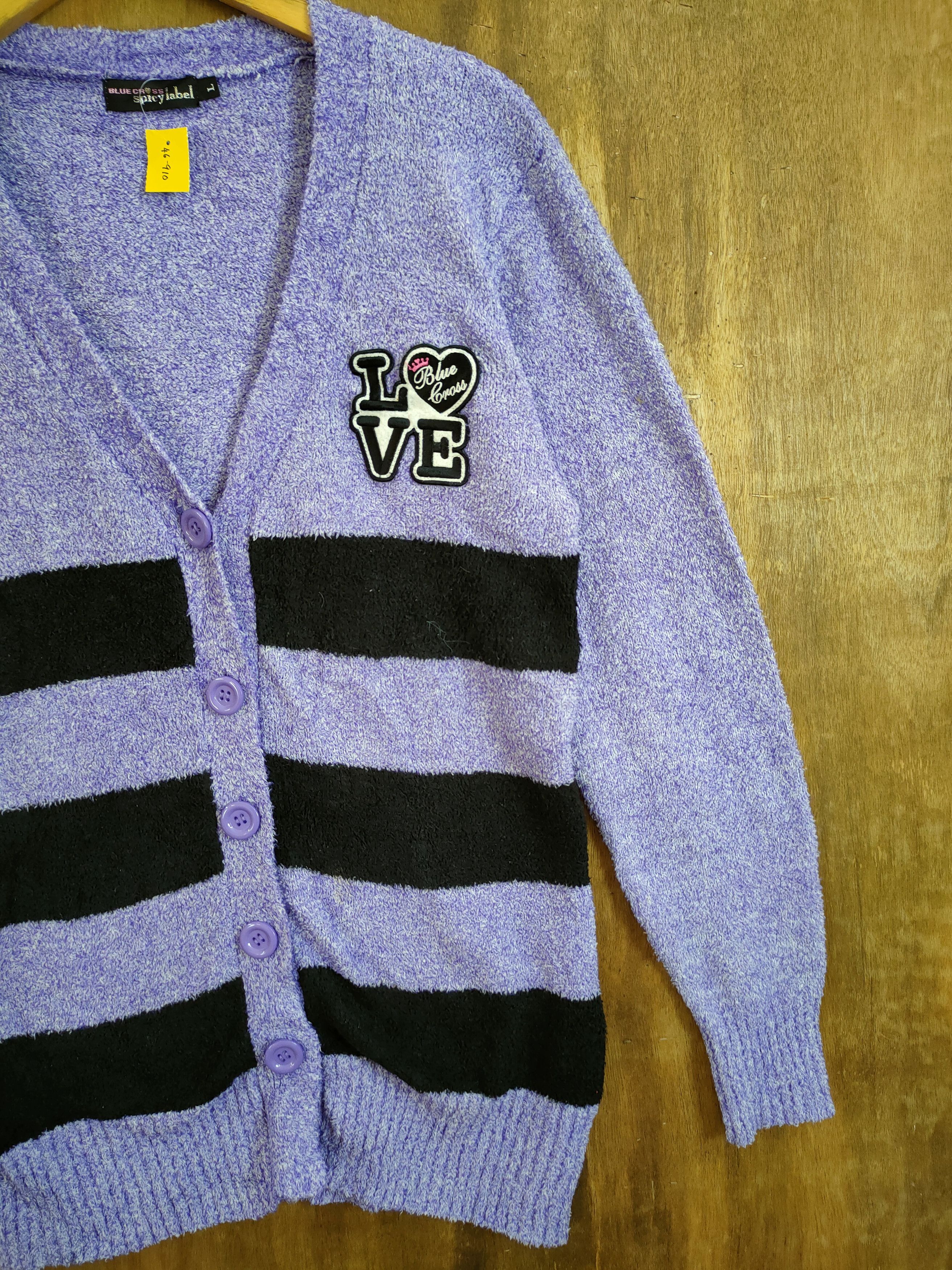Vintage DL Blue Cross Spicy Label purple cardigan fleece #46-910 Size L / US 10 / IT 46 - 3 Thumbnail