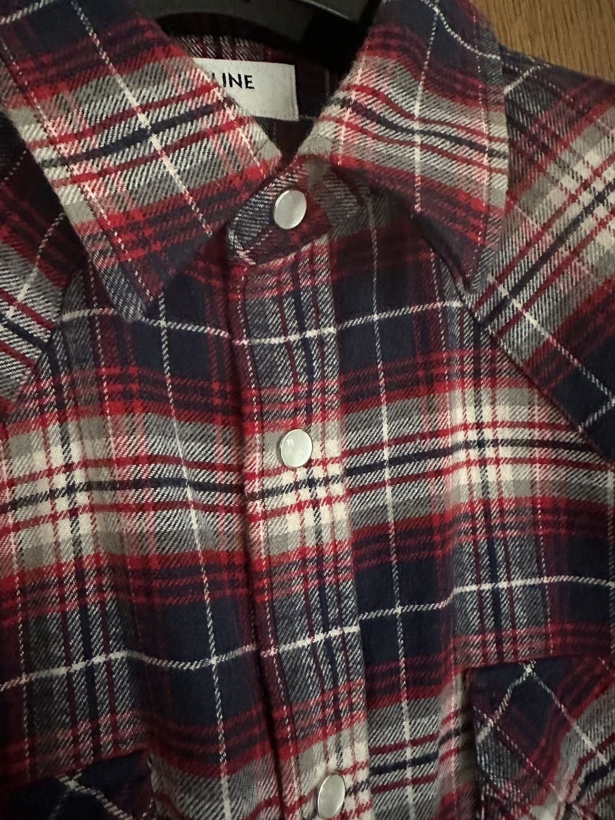 Celine × Hedi Slimane $970 FW21 Celine Teen Knight Flannel shirt Hedi Slimane Size US M / EU 48-50 / 2 - 21 Thumbnail