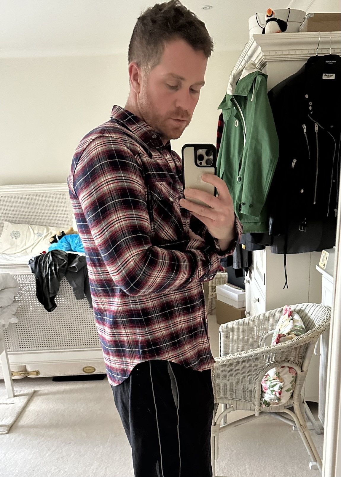 Celine × Hedi Slimane $970 FW21 Celine Teen Knight Flannel shirt Hedi Slimane Size US M / EU 48-50 / 2 - 4 Thumbnail