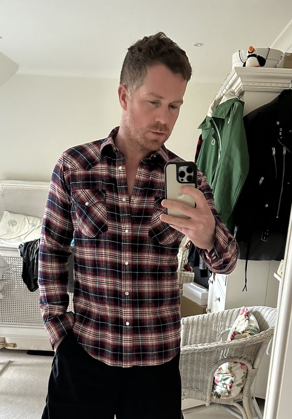 Celine × Hedi Slimane $970 FW21 Celine Teen Knight Flannel shirt Hedi Slimane Size US M / EU 48-50 / 2 - 3 Thumbnail