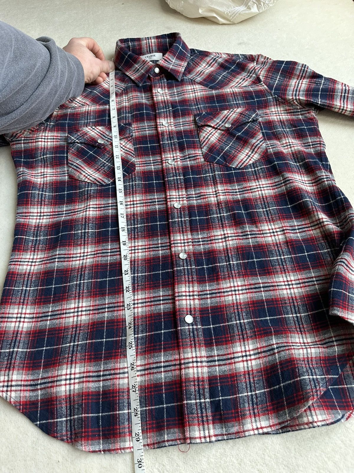 Celine × Hedi Slimane $970 FW21 Celine Teen Knight Flannel shirt Hedi Slimane Size US M / EU 48-50 / 2 - 8 Thumbnail