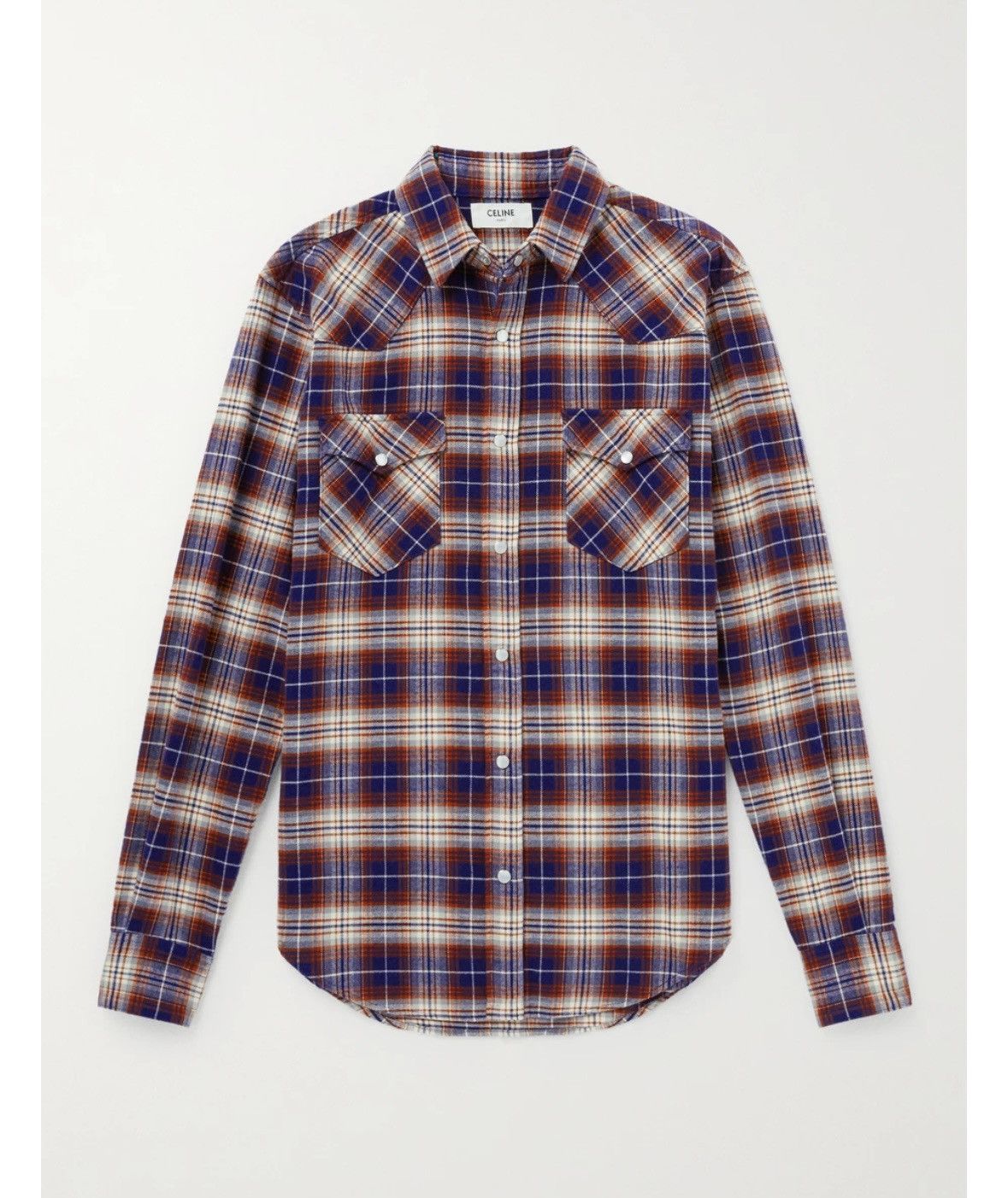 Celine × Hedi Slimane $970 FW21 Celine Teen Knight Flannel shirt Hedi Slimane Size US M / EU 48-50 / 2 - 12 Thumbnail