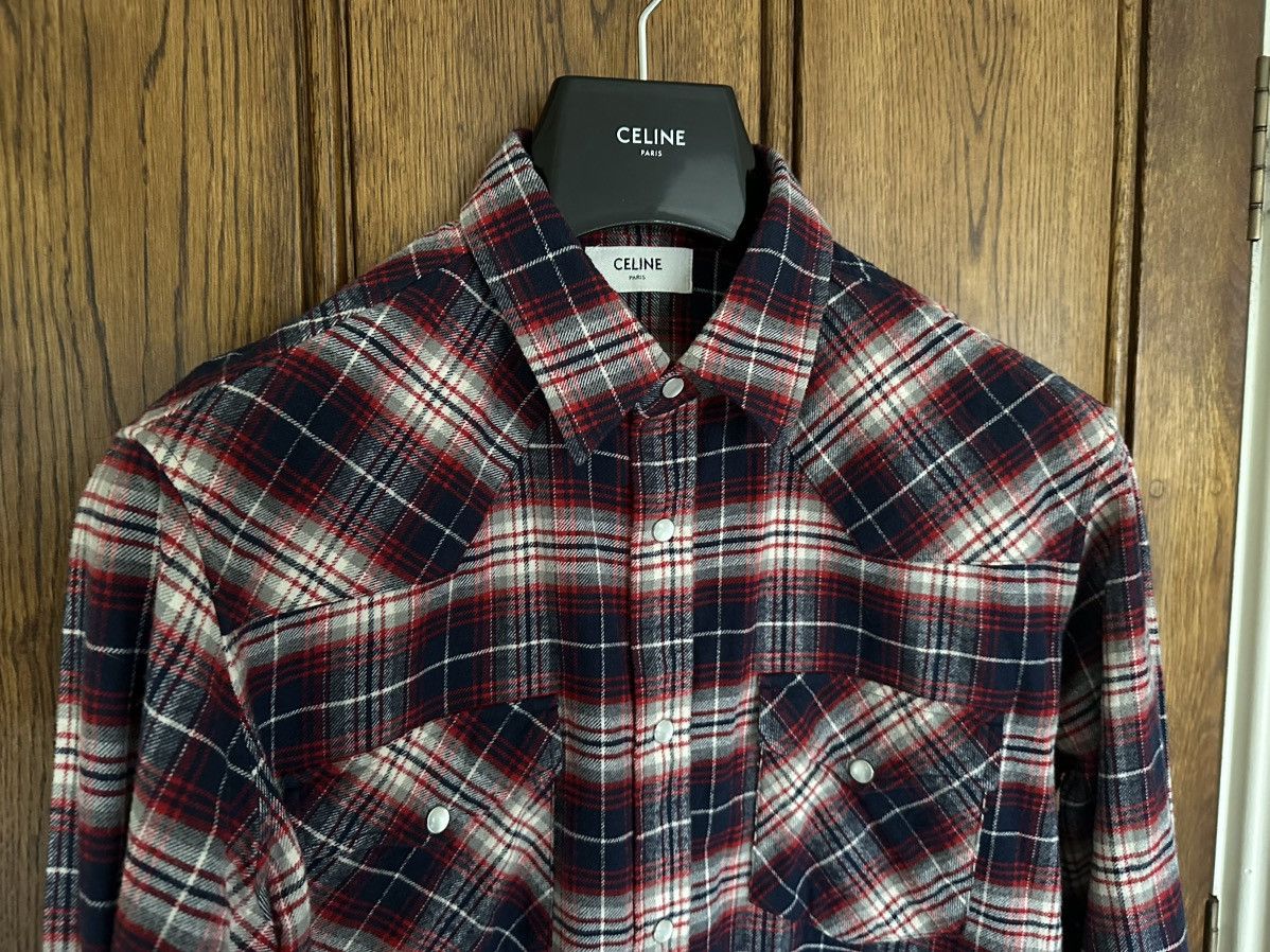Celine × Hedi Slimane $970 FW21 Celine Teen Knight Flannel shirt Hedi Slimane Size US M / EU 48-50 / 2 - 17 Thumbnail