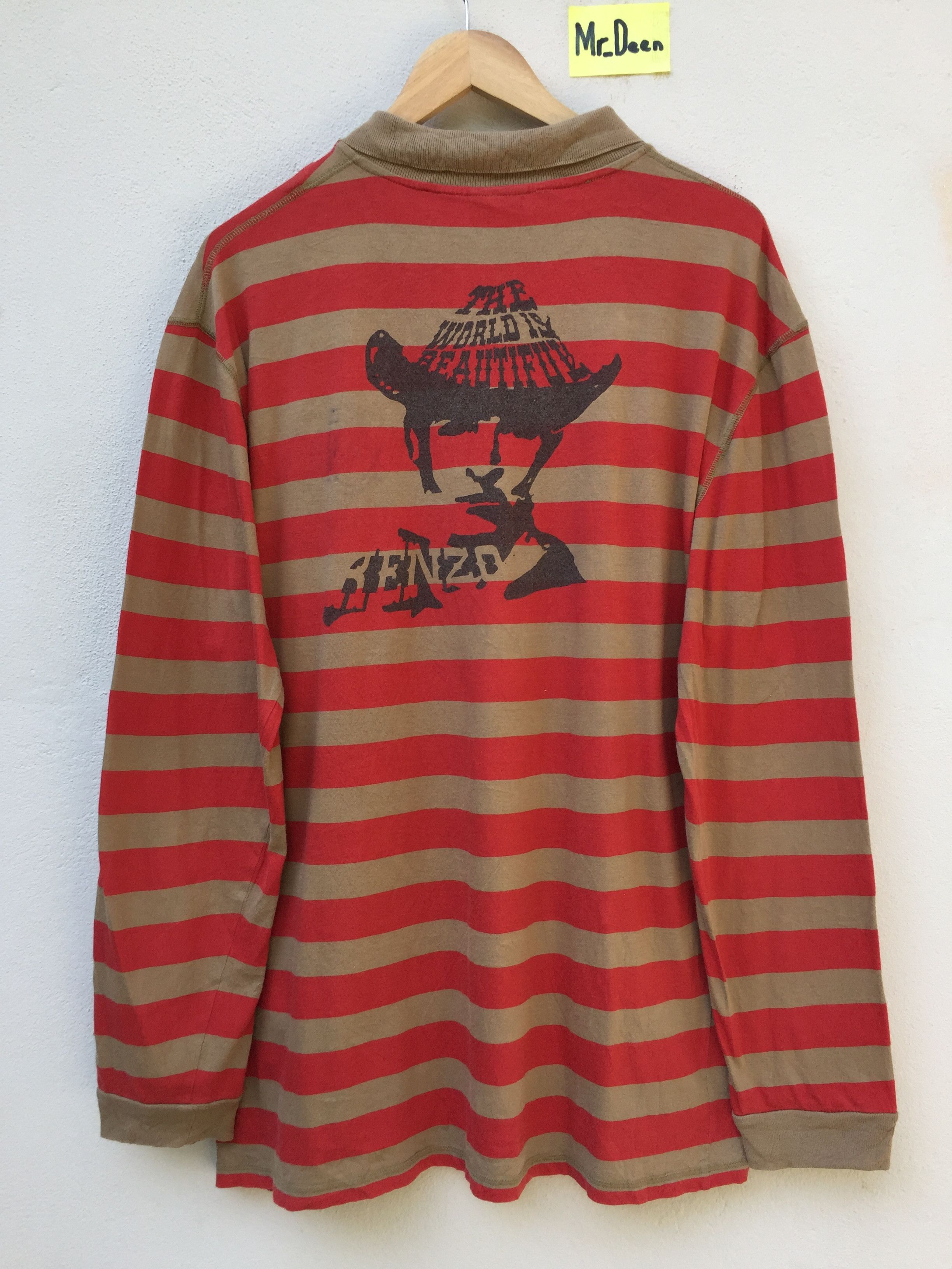 80s〜 KENZO long sleeve shirt 90s KENZO Red Sheer MESH Longsleeve Top With JAPANESE Floral