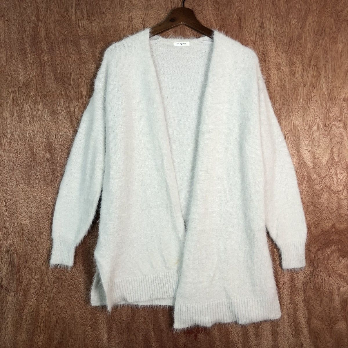 image of Glacier White Mohair Cardigan Knitwear Sweater, Men's (Size Medium)
