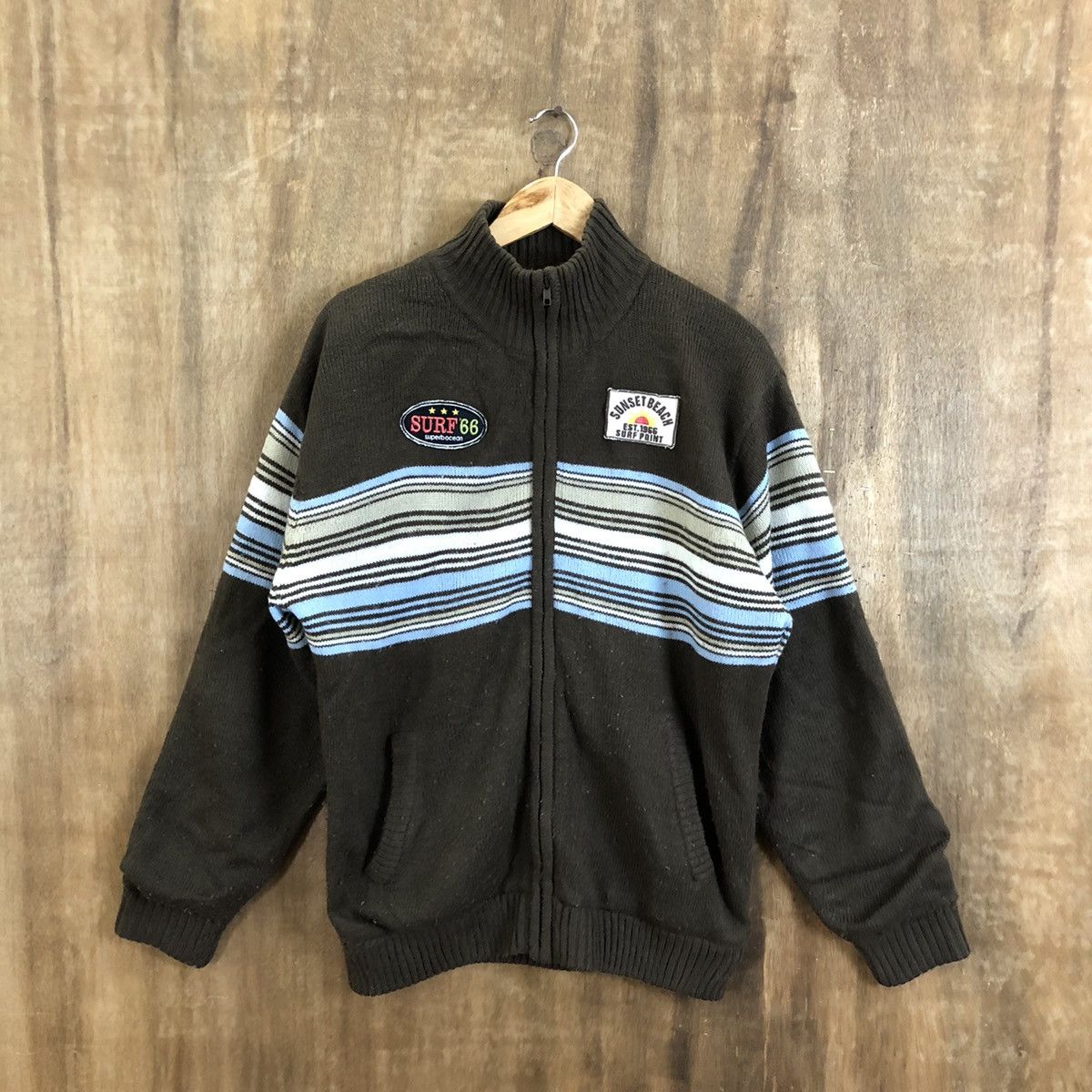 Vintage Surf 66 Brown Knitwear Sweater #125 Size US L / EU 52-54 / 3 - 1 Thumbnail