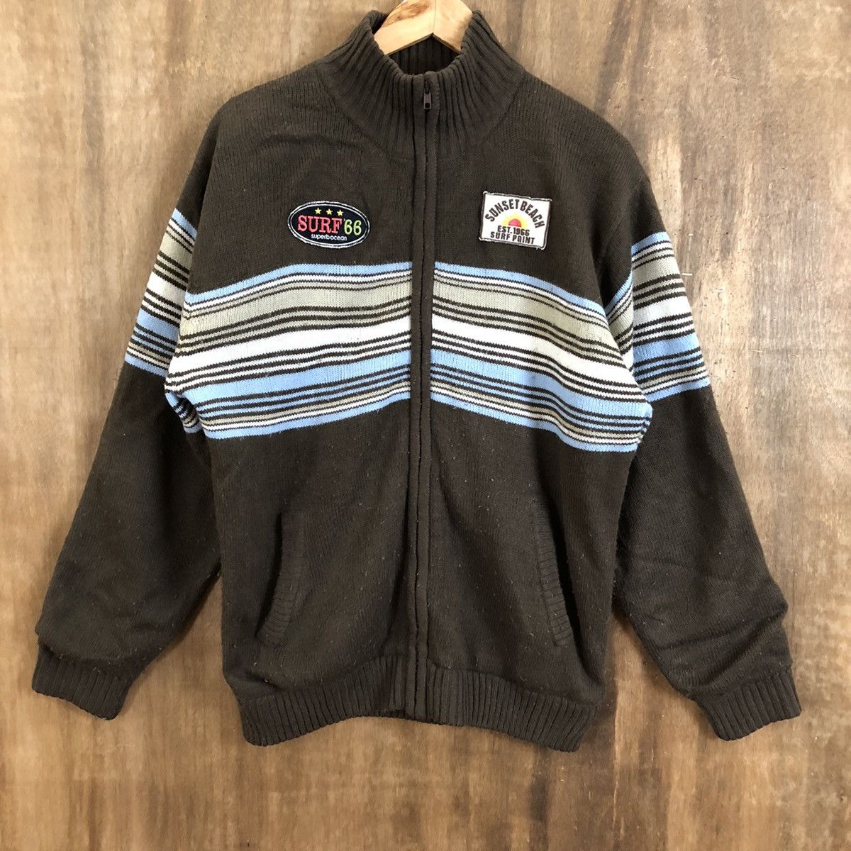 Vintage Surf 66 Brown Knitwear Sweater #125 Size US L / EU 52-54 / 3 - 3 Thumbnail
