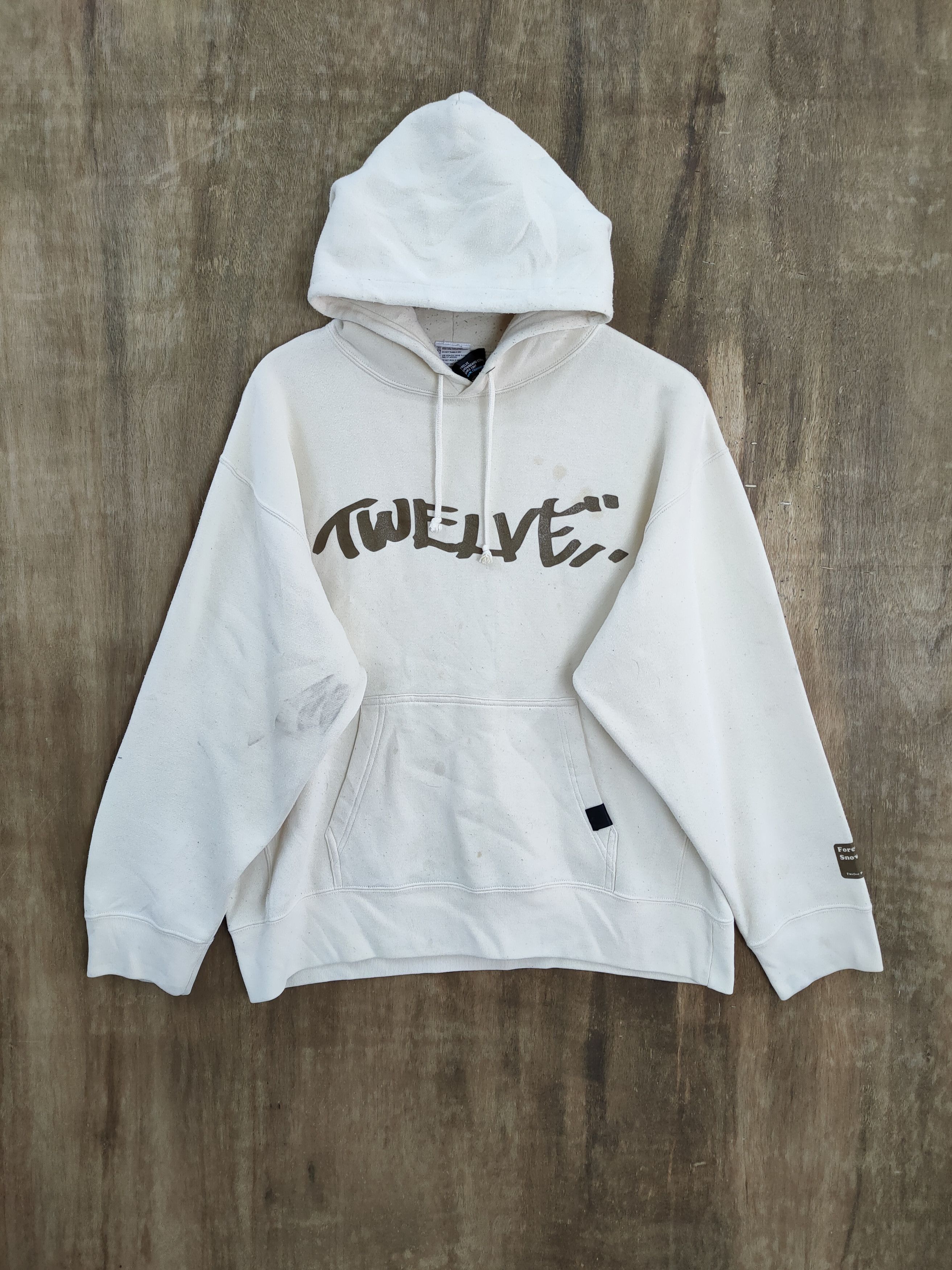 image of Vintage Twelve Snowboard Company Sweatshirts Hoodies in Cream, Men's (Size XL)