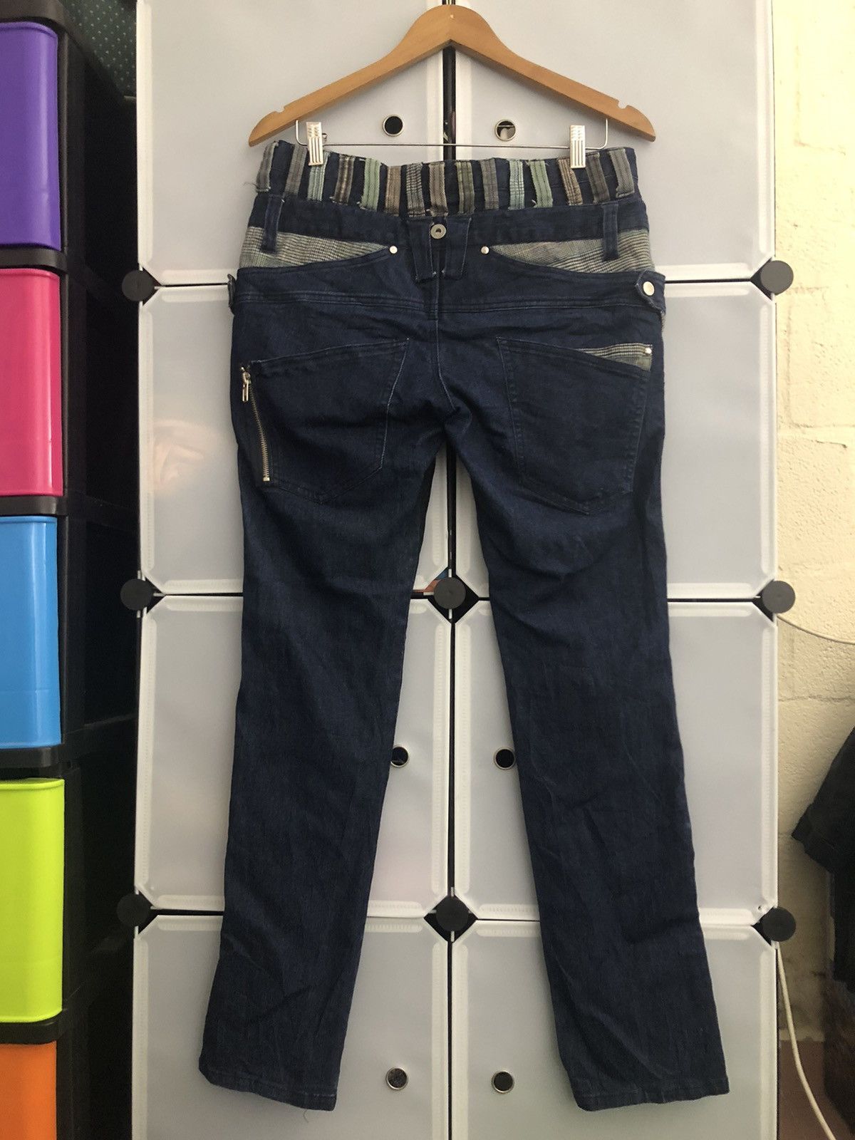 Japanese Brand × Vintage Japanese Brand Manydope Double Waist 2 Tones Denim Size US 31 - 2 Thumbnail