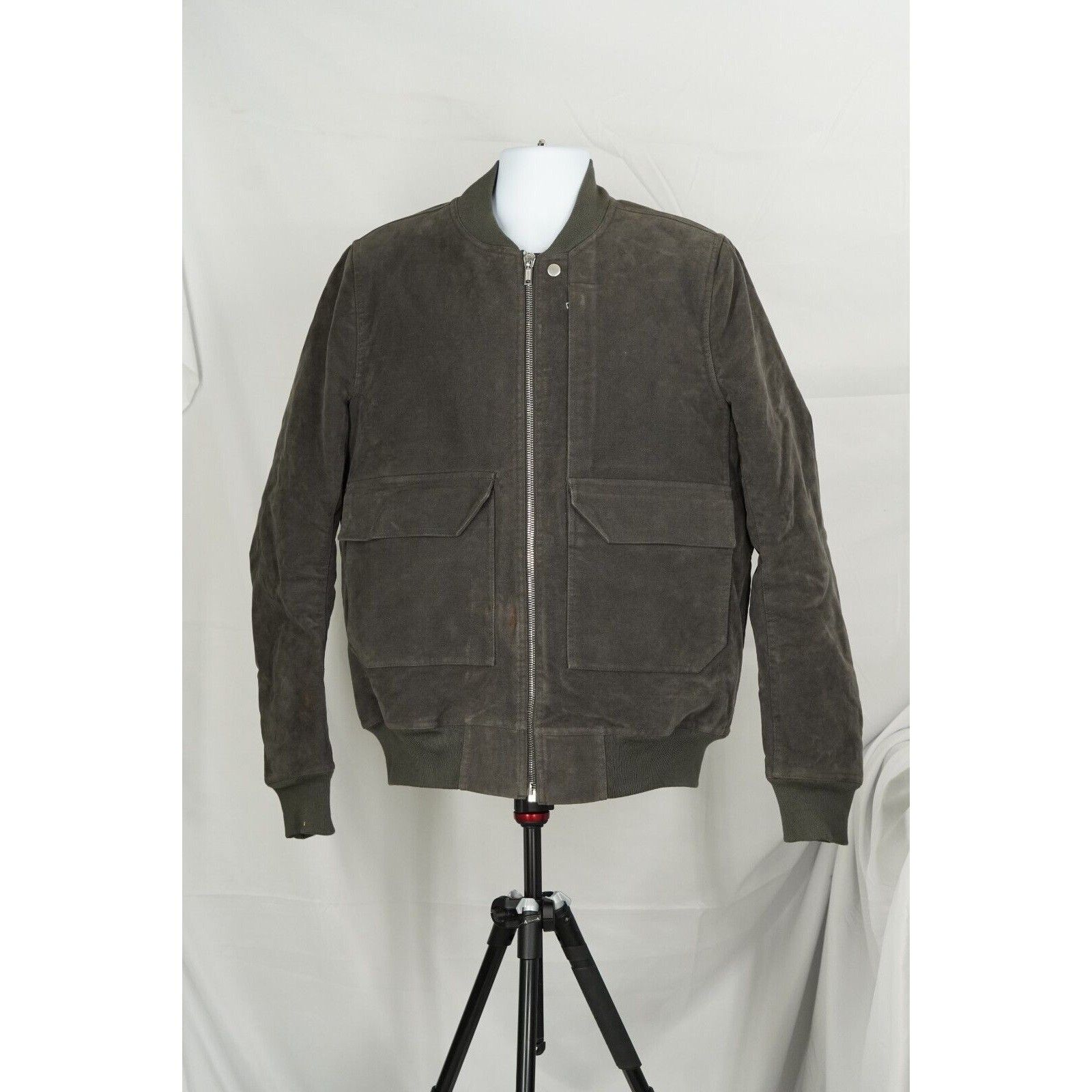 Pre-owned Rick Owens Cop Flight Bomber Jacket Brushed Cotton - Gray Lg In Dark Dust