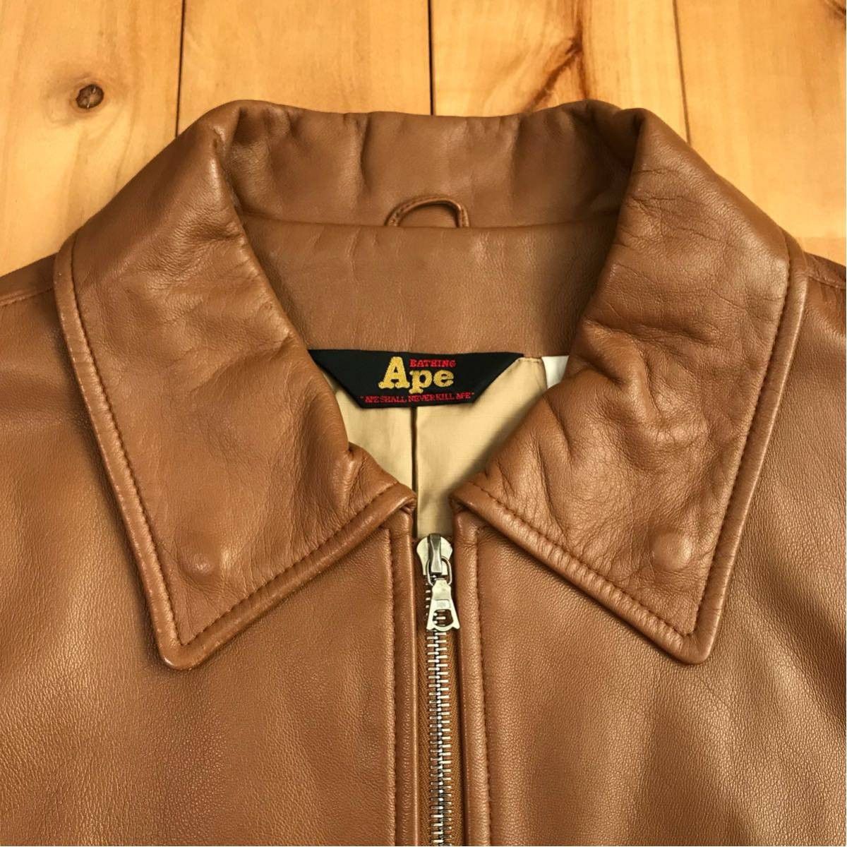 Bape × Vintage BAPE vintage Sheepskin leather motercycle jacket ape NIGO Size US M / EU 48-50 / 2 - 3 Thumbnail