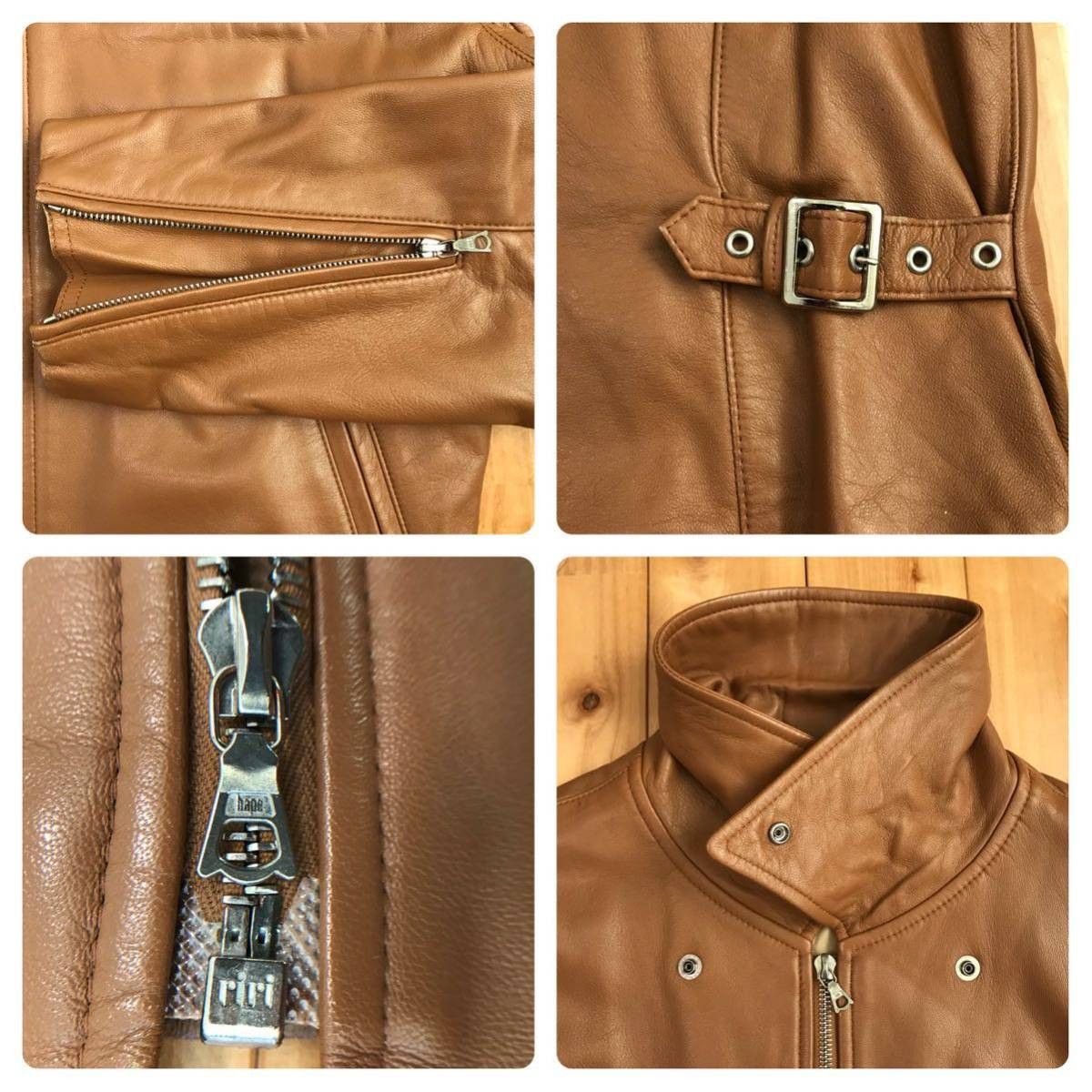 Bape × Vintage BAPE vintage Sheepskin leather motercycle jacket ape NIGO Size US M / EU 48-50 / 2 - 5 Thumbnail