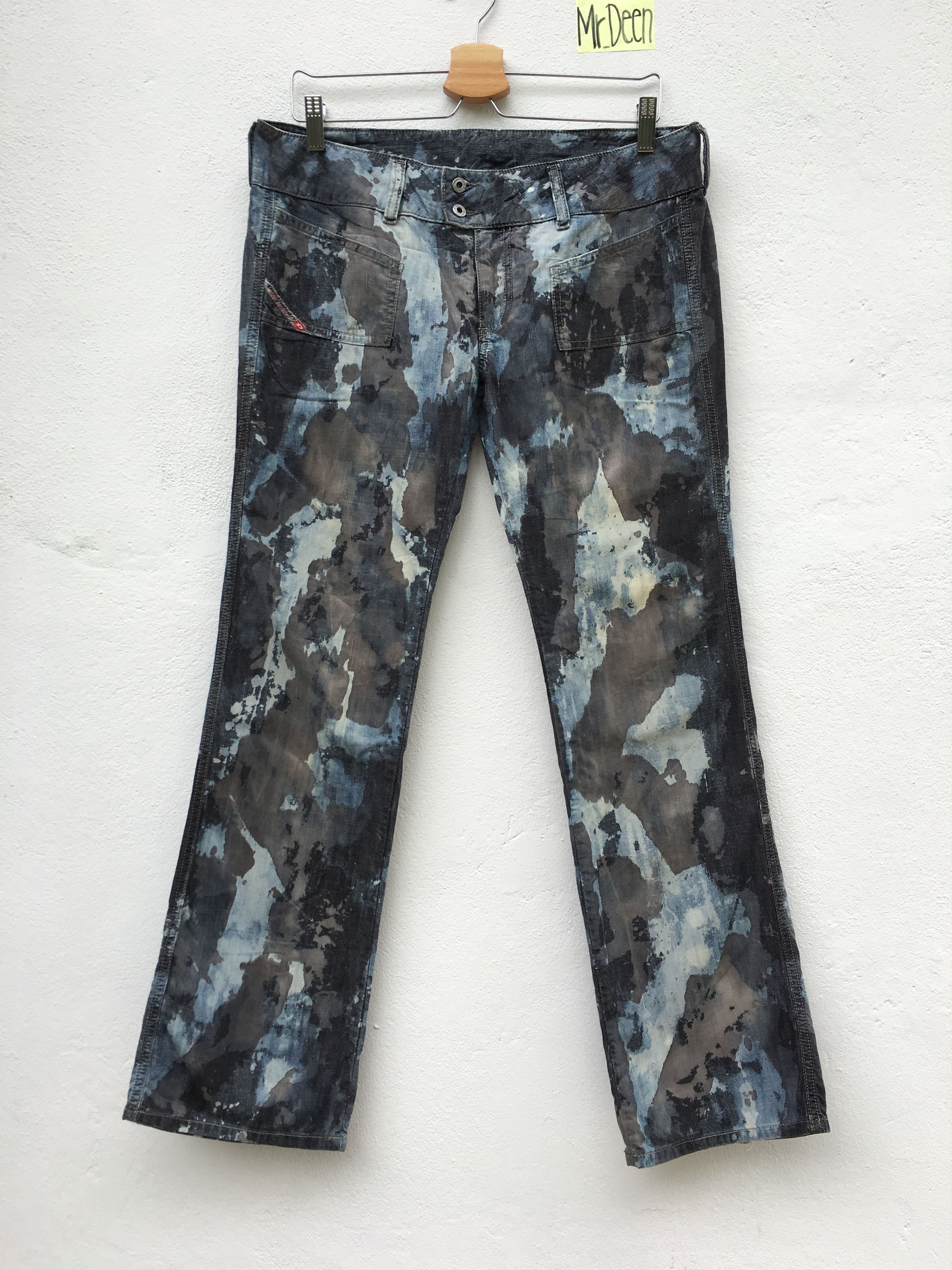 image of Diesel Acid Wash Distress Denim in Blue Grey, Men's (Size 34)