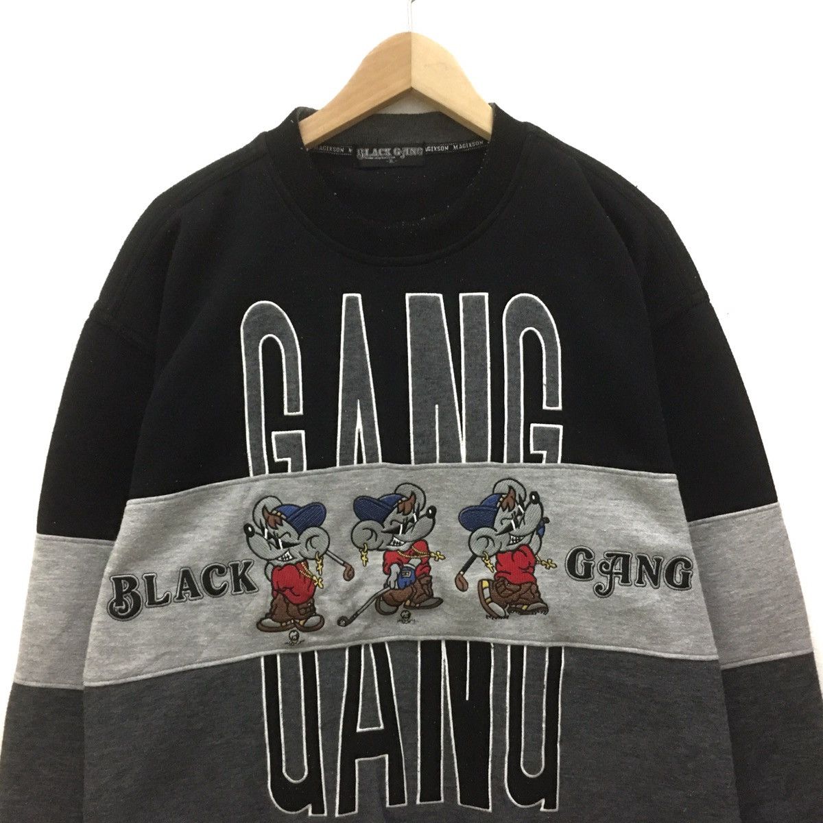Japanese Brand × Vintage Vintage Black Geng Sweatshirt Embroidery BigLogo Black Geng Size US L / EU 52-54 / 3 - 2 Thumbnail