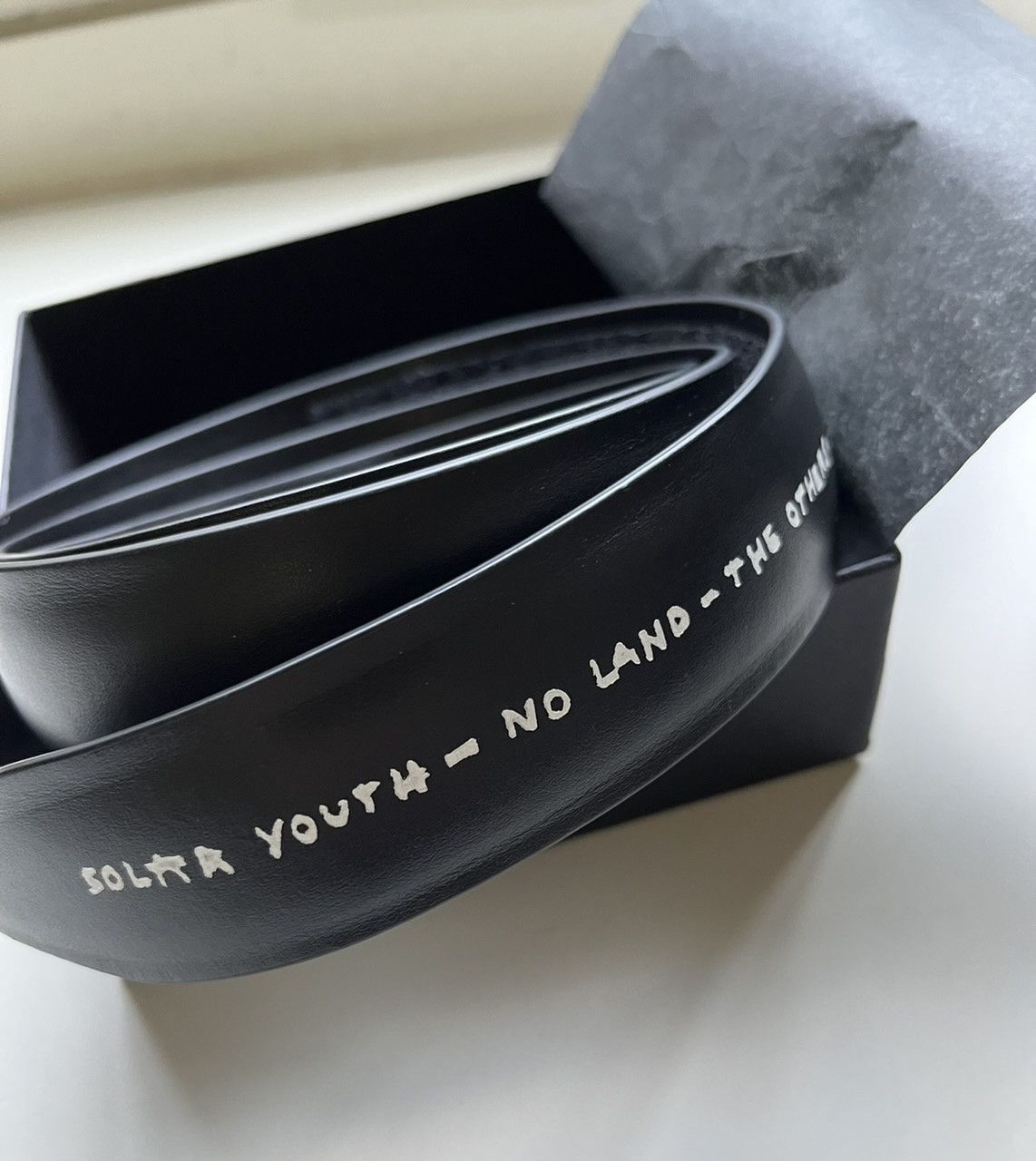 RAF SIMONS 20AW SOLAR YOUTH SLOGAN VELCRO BELT 90