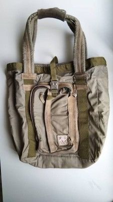 image of Masterpiece Vintage Master-Piece Military Tote Bag In Suede & Canvas in Khaki, Men's