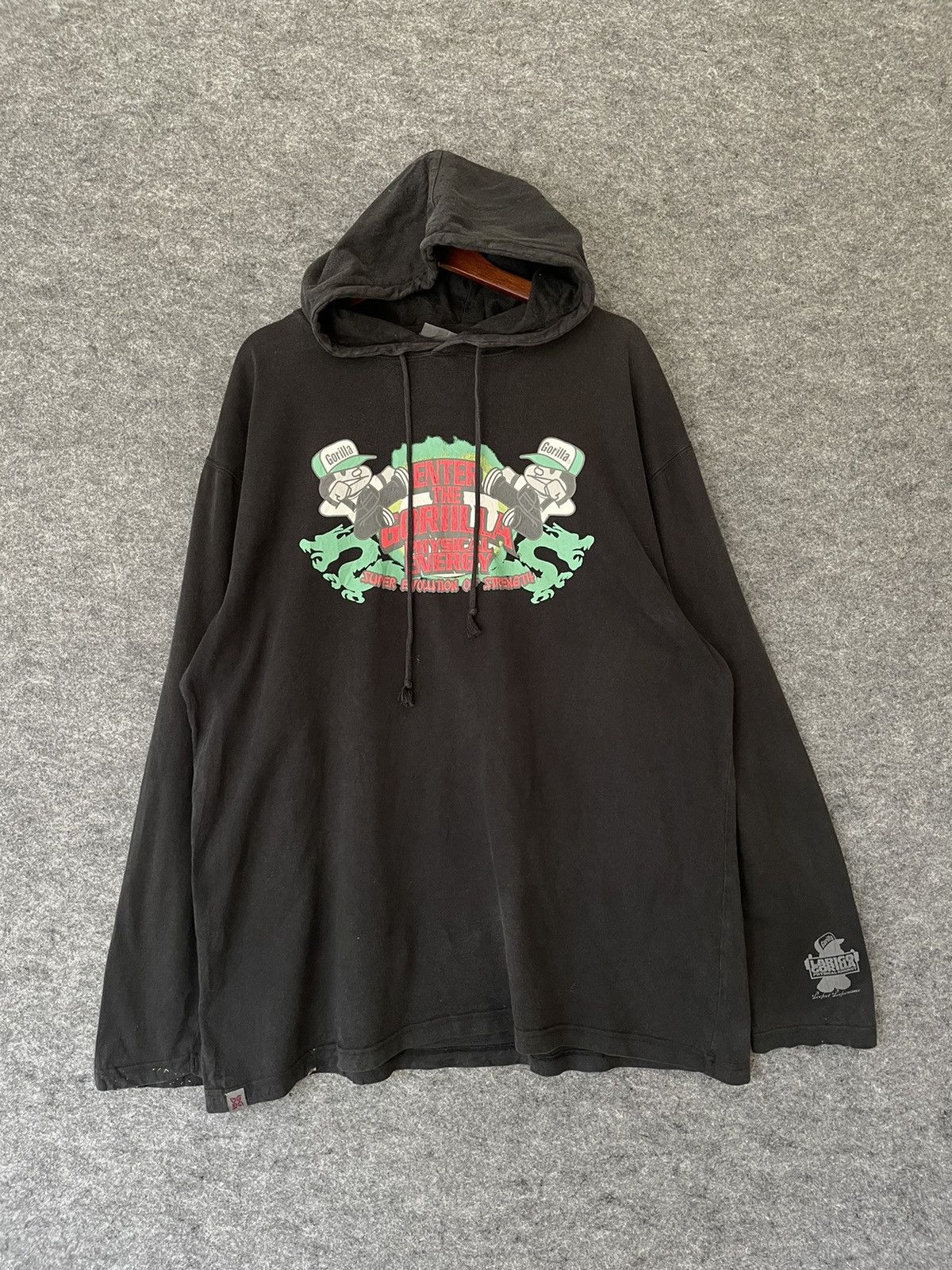 Vintage Y2K GORILLA BLACK HOODIE 3L Size US XXL / EU 58 / 5 - 1 Thumbnail