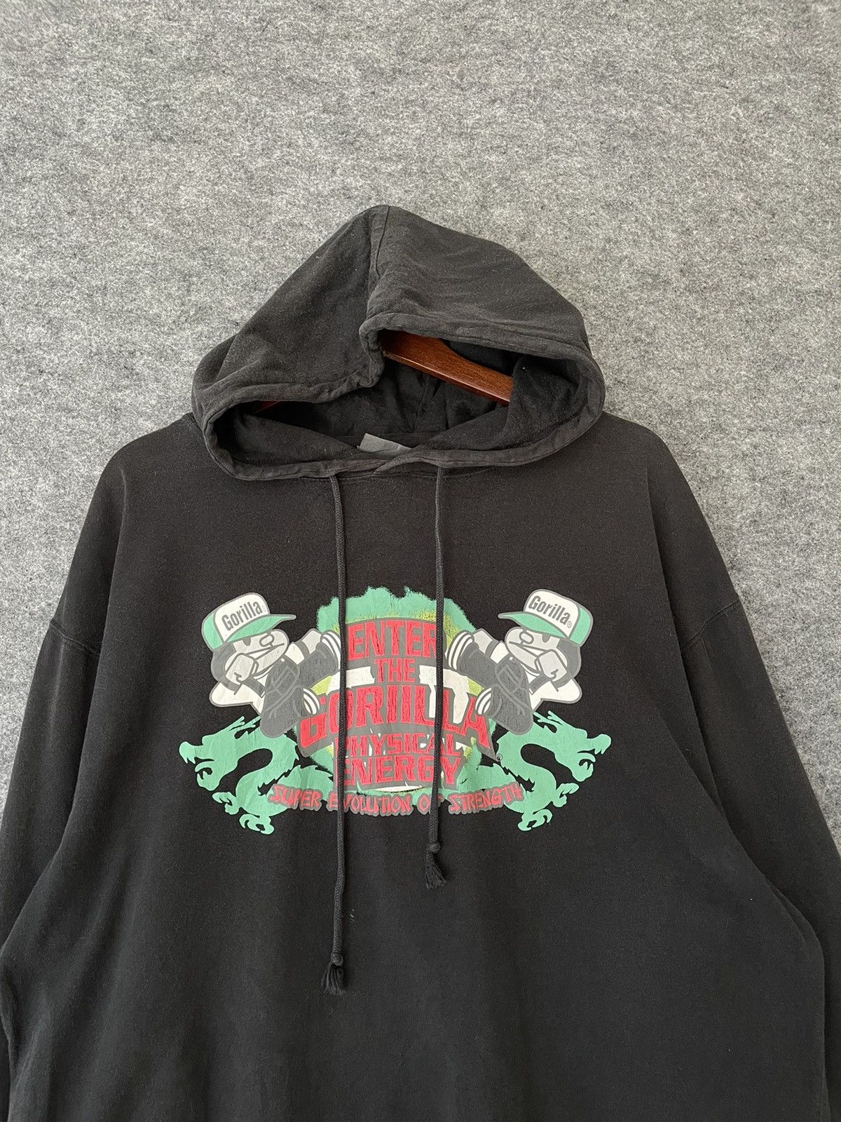 Vintage Y2K GORILLA BLACK HOODIE 3L Size US XXL / EU 58 / 5 - 2 Thumbnail