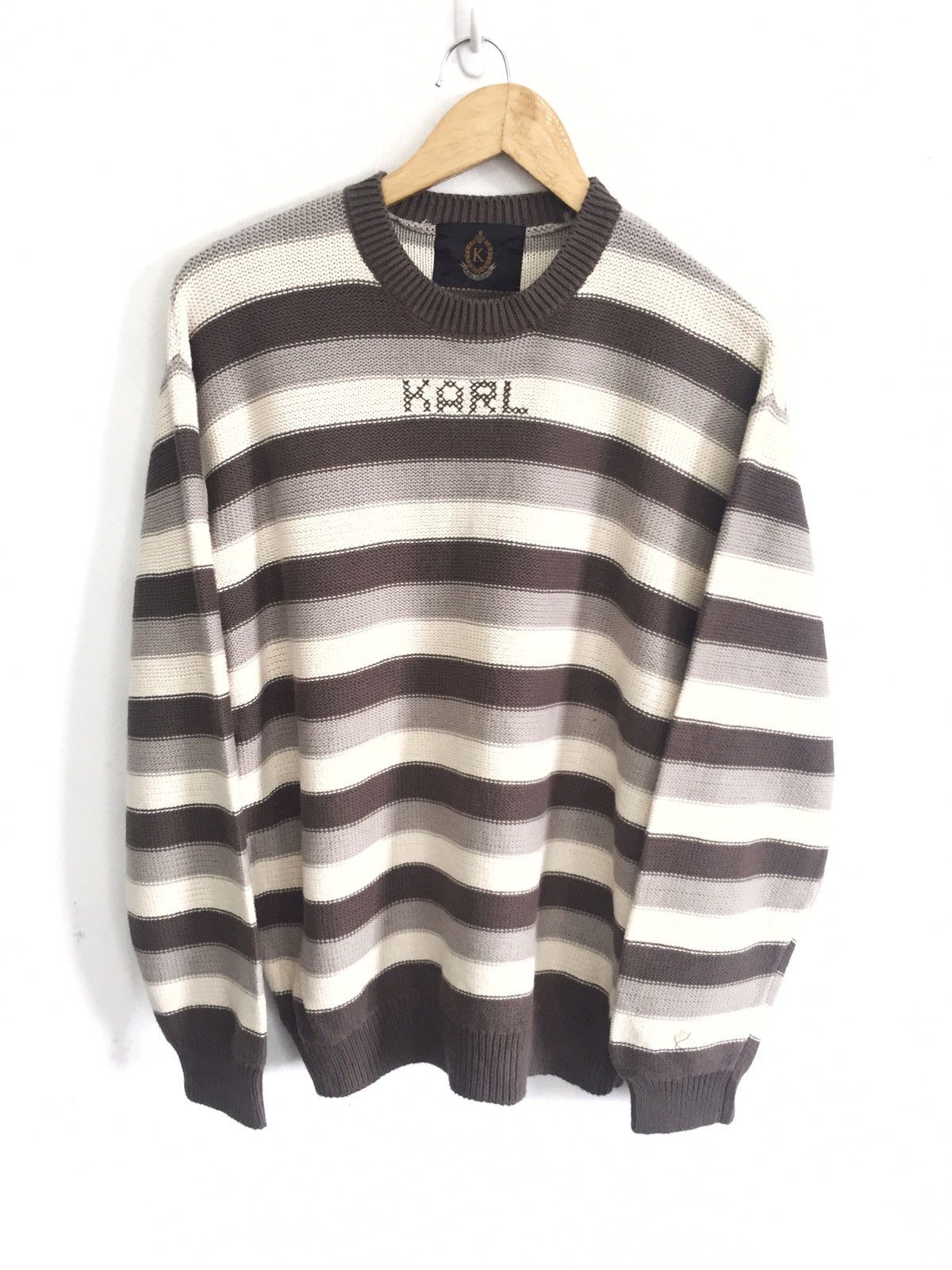 Blue Blue Japan Karl Helmut Spell Out Jail Striped Knitted Jumper Size US L / EU 52-54 / 3 - 2 Thumbnail